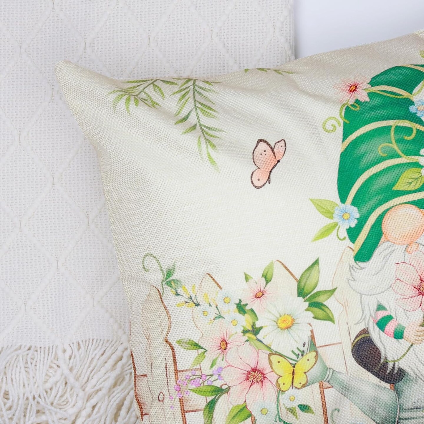 Truck Farmhouse Green Decorative Pillows Polyester Linen Cushion Cases for Couch Sofa Bed Home Decor Set of 4