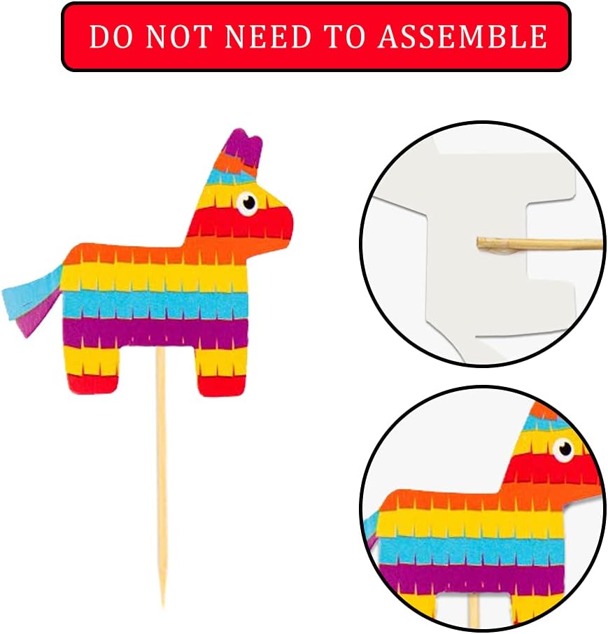 36 Pcs Fiesta Cupcake Topper Mexican Theme Cake Decoration for Mexican Themed Cactus Donkey Taco Pepper Sombrero Mustache Party Decorations