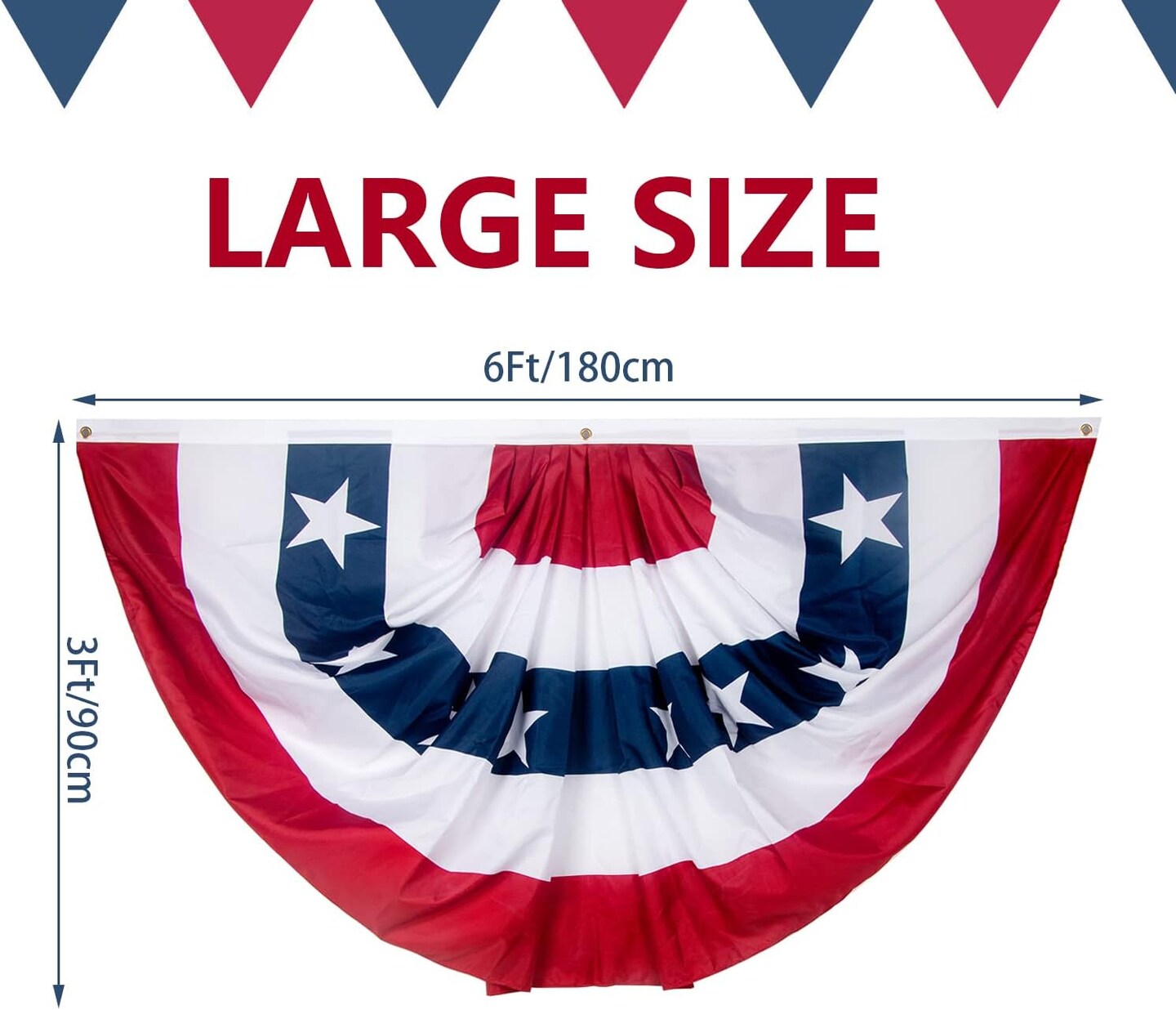 3 x 6 Ft American Flags Bunting, 4 Pack Bunting Flags Outdoor, Fourth Of July Decorations Pleated Fan Flag, Patriotic Bunting For Outside