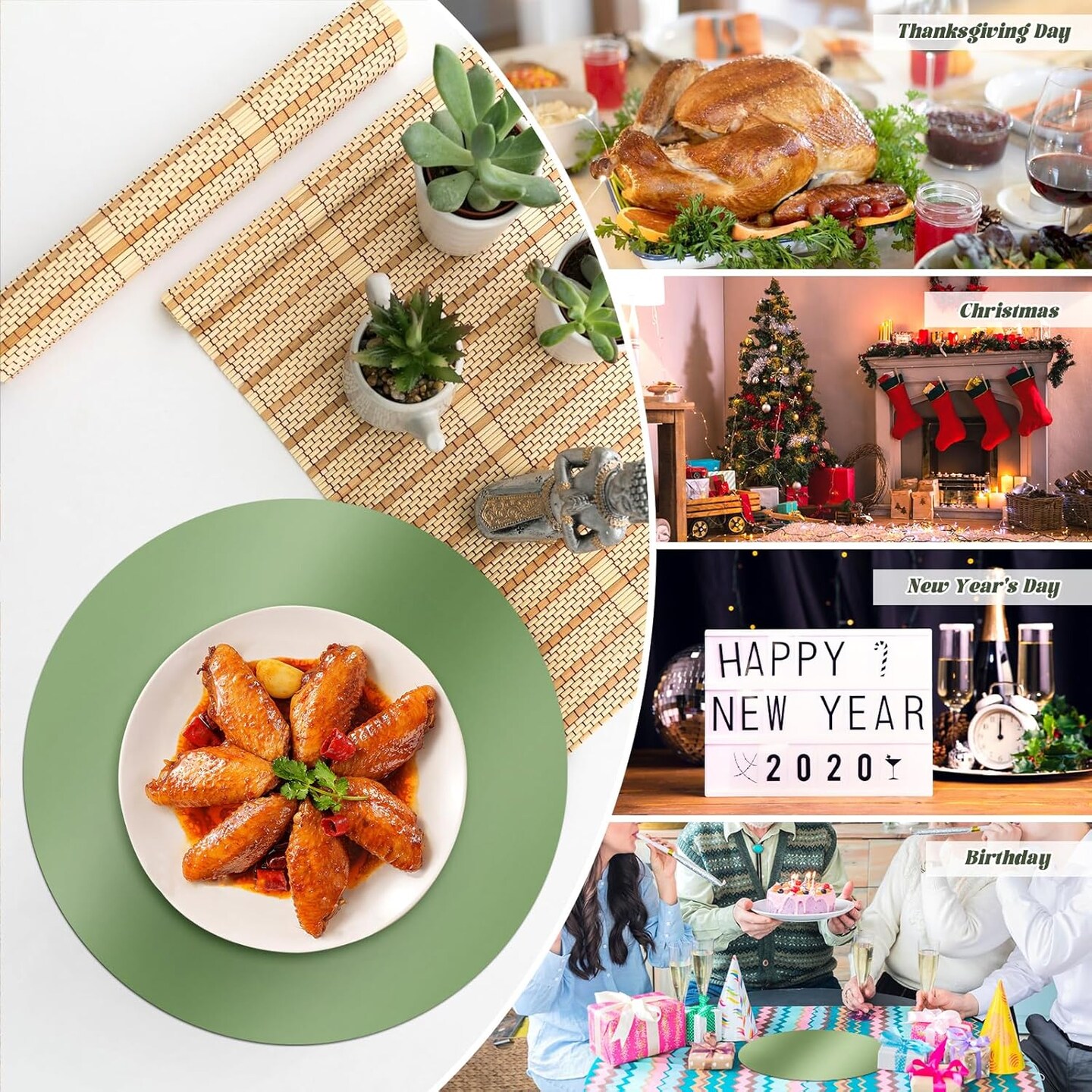 60PCS Sage Green Paper Chargers for Dinner Plates,12.5&#x22; Disposable Decorative Table Mats,Sage Green Round Paper Charger Placemats for Dining Table Wedding Birthday Banquet Party