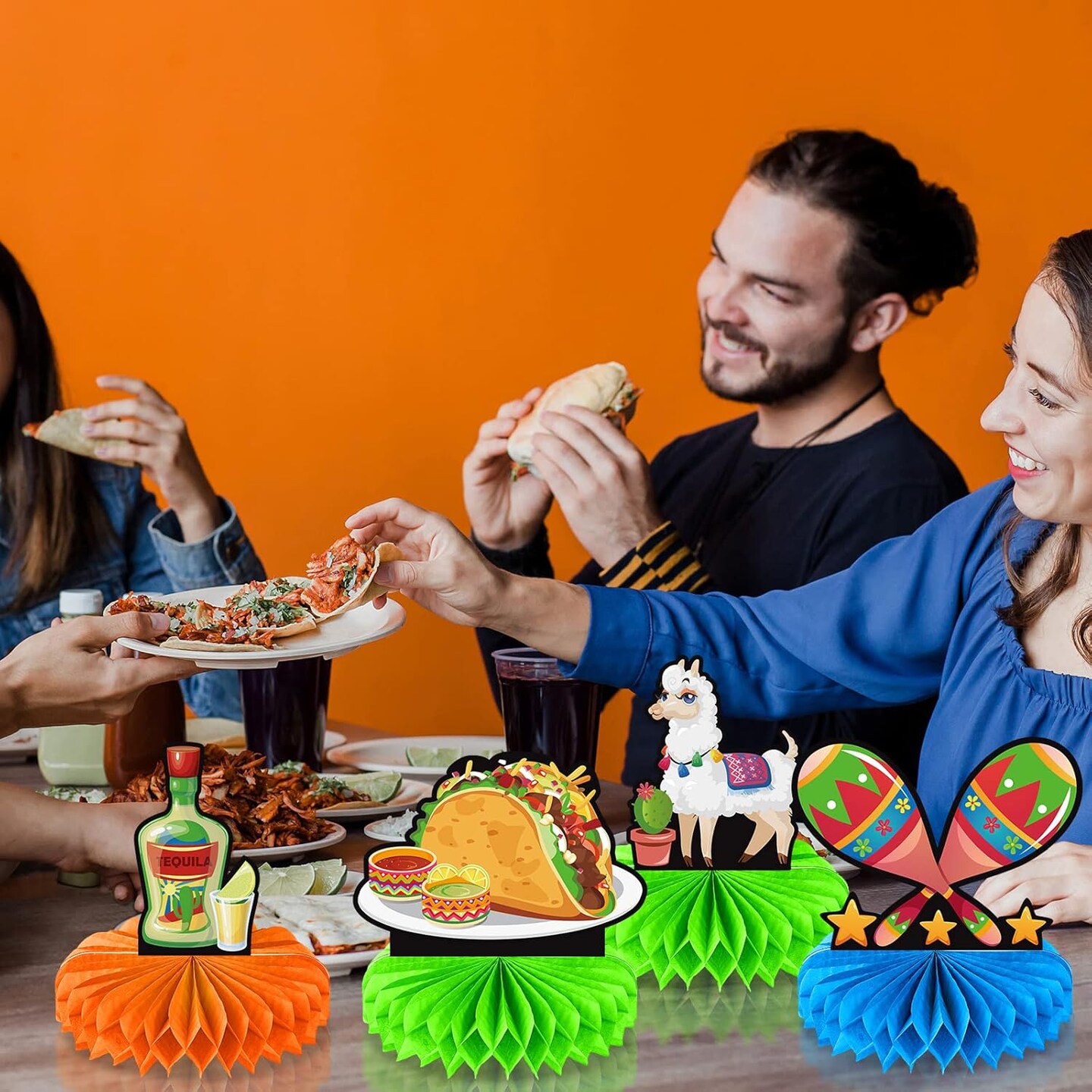 12 Pieces Fiesta Honeycomb Table Centerpiece, Cinco De Mayo Party Table Decorations, 8 Inch Mexican Table Centerpiece for Mexican Fiesta Decorations Theme Party Supplies
