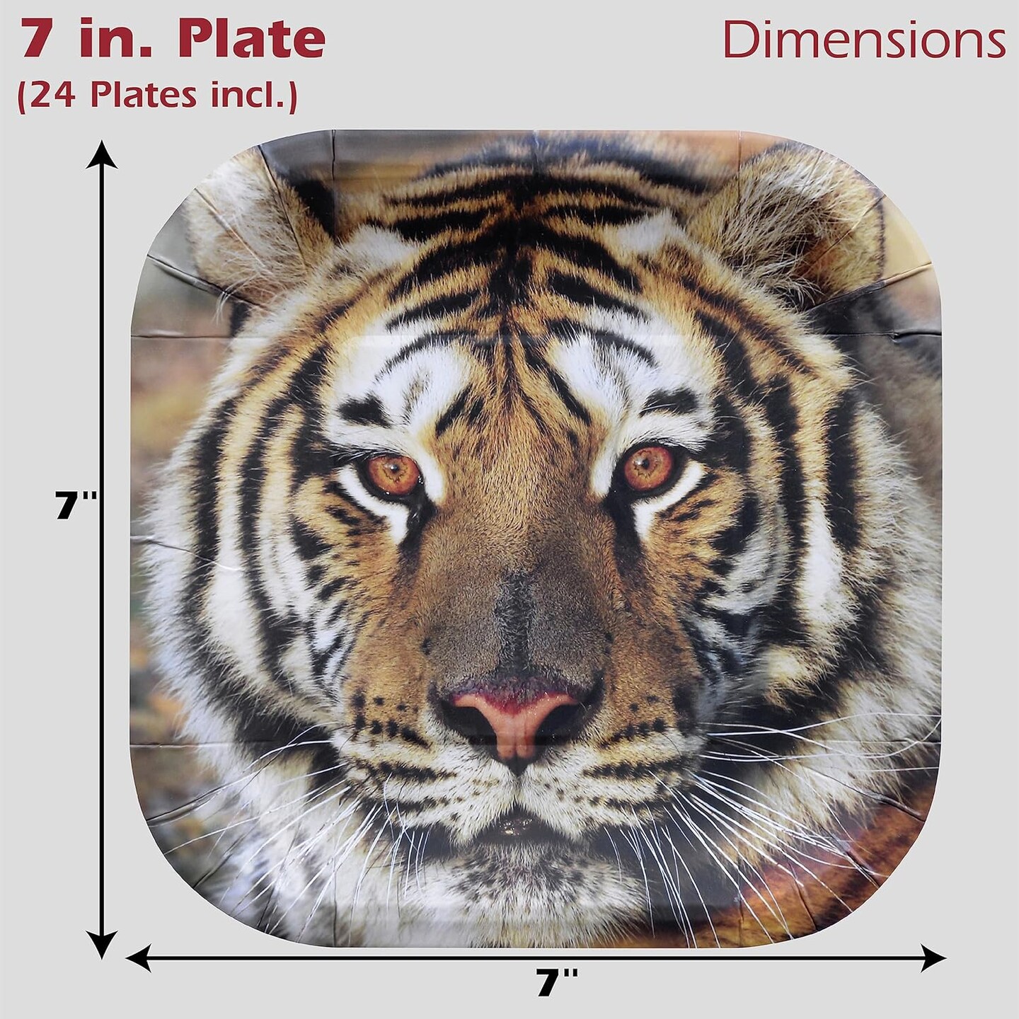Tiger Theme Party Pack for 24 Guests! Photo-Realistic Tiger Supplies for a Roaring Good Birthday, Football, or any Big Cat Event! Includes 24 Dinner Plates &#x26; 24 Side Plates