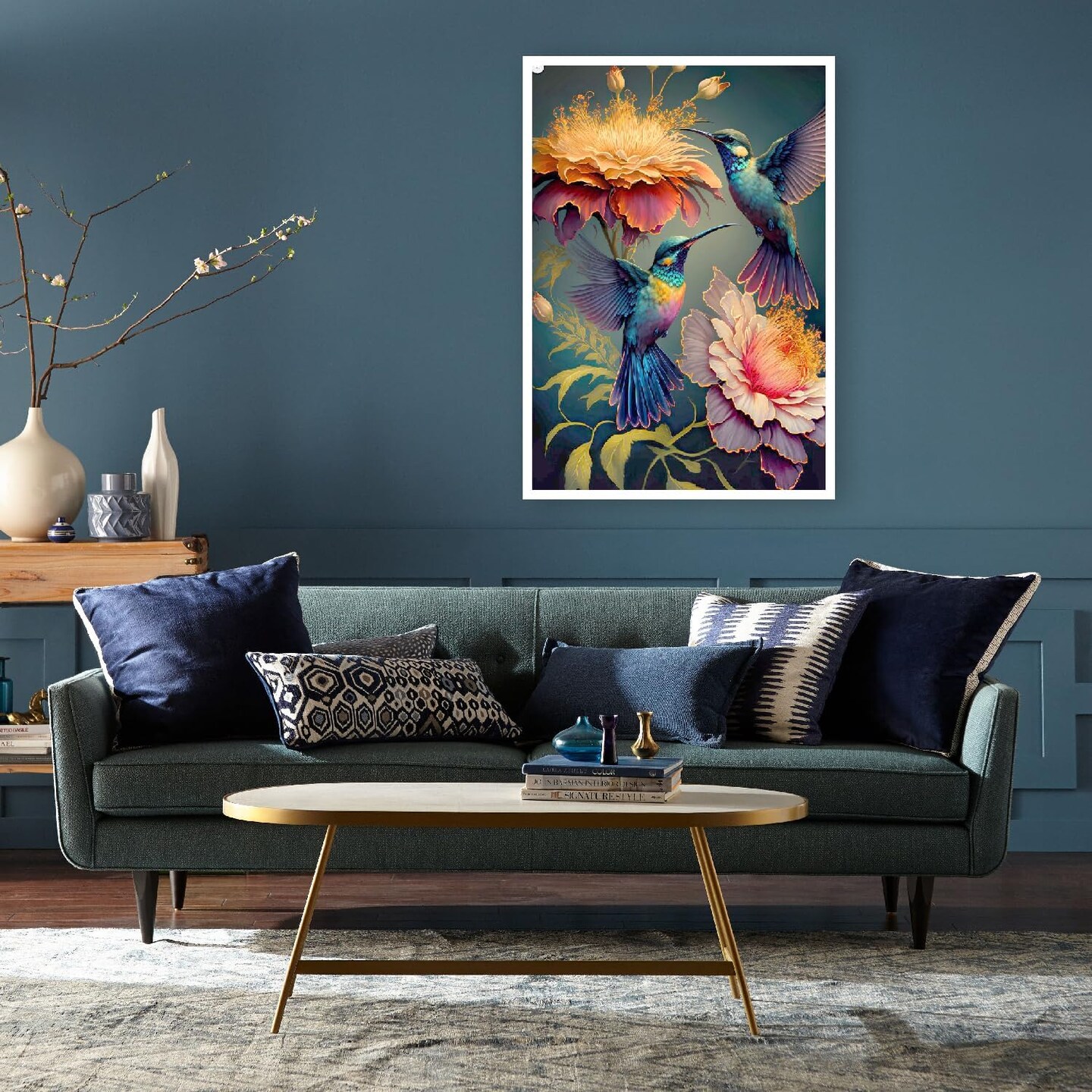 Diamond Art Kits for Adults - Hummingbird Flower Diamond Painting Kits DIY 5D Full Drill Diamond Dots Paintings with Diamonds Gem Art and Crafts for Home Decor 12x16 Inch