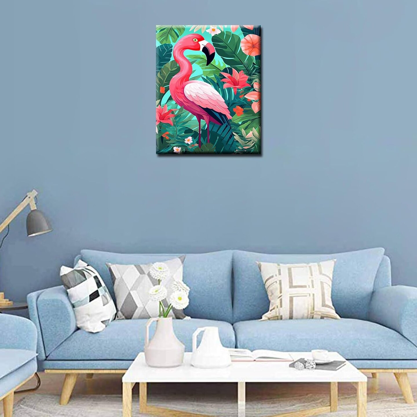 Pink Flamingo DIY Painting by Numbers Kits for Adults Beginner,Lovely Flamingo Painting Art Paint by Number on Canvas Easy to Paint for Beginner for Home Decor Without Frame Spring Decor 16&#x27;&#x27;X20&#x27;&#x27;