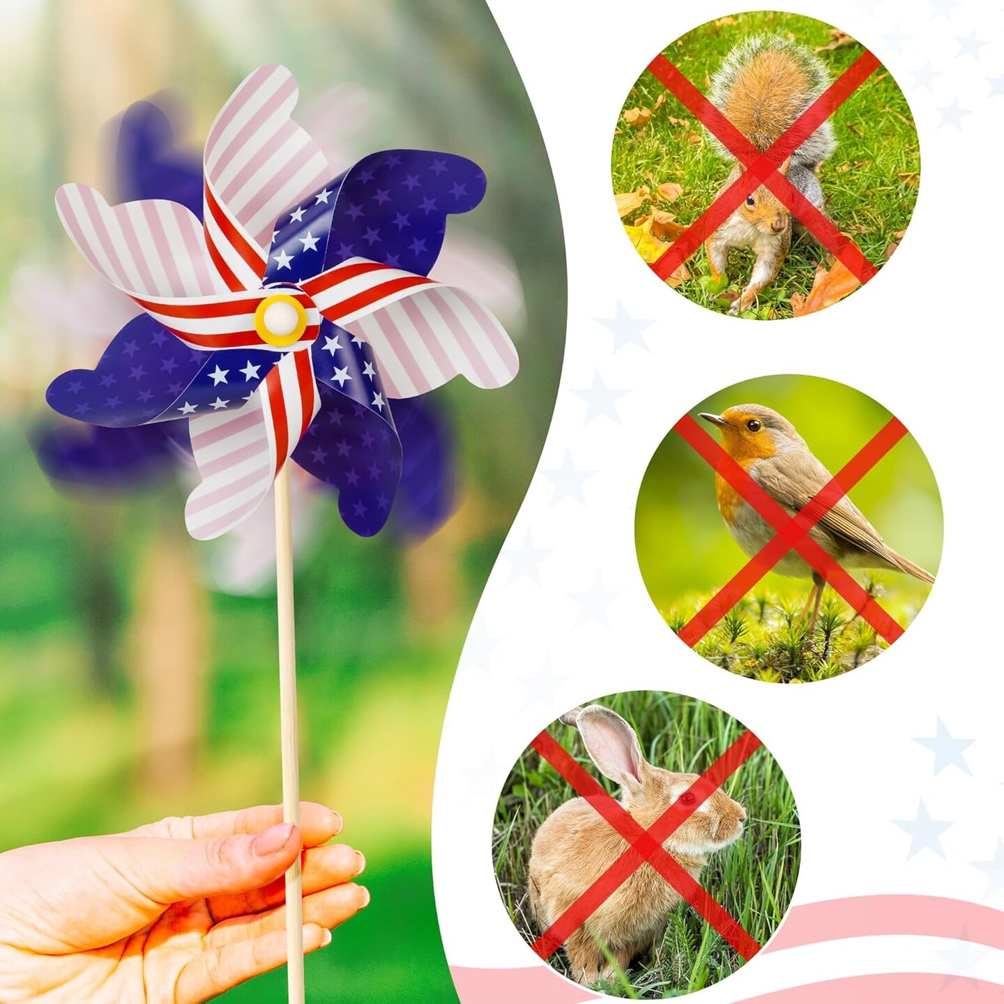 12Pcs American Flag Patriotic Pinwheels Fourth of July Decor Outdoor