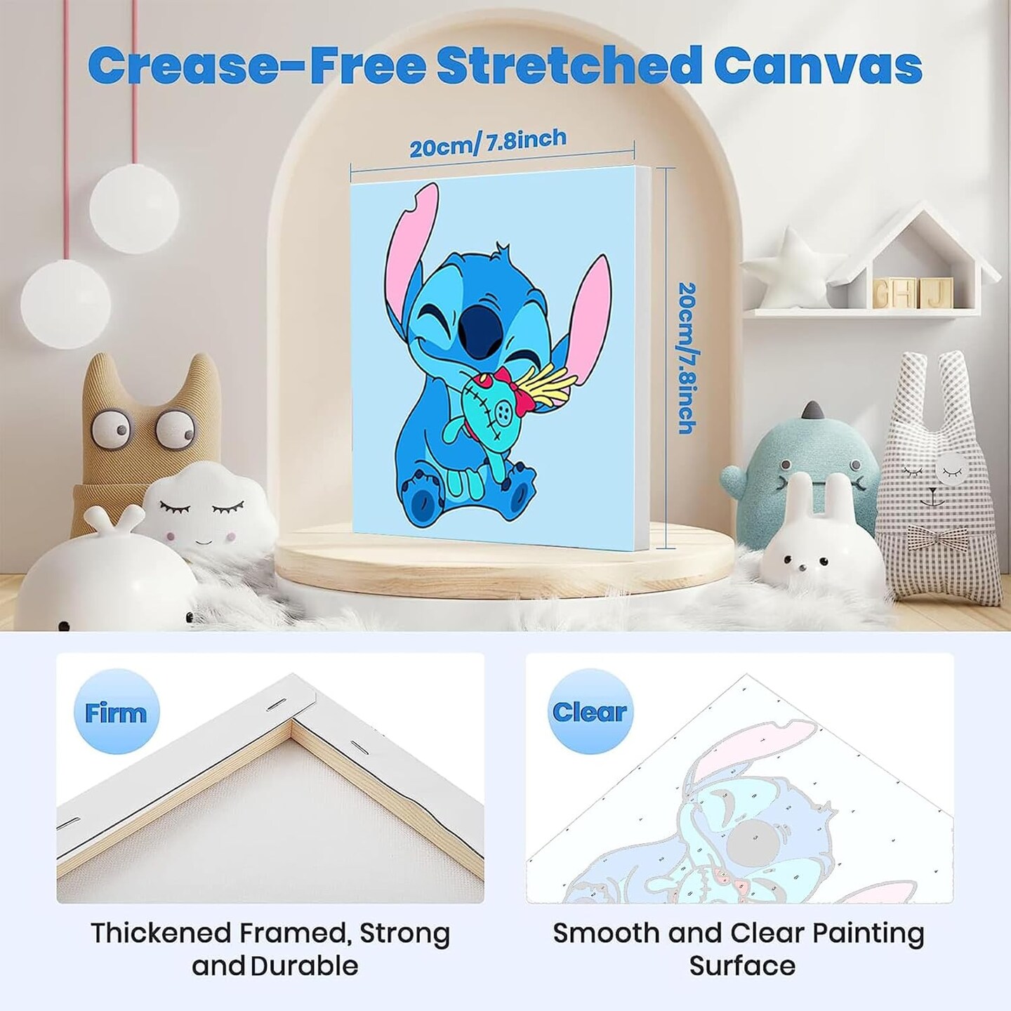 4 Pack Cartoon Paint by Number for Kids with Wooden Frame-Paint by Numbers for Kids Ages 4-8-12, DIY Paints with Numbers Easy Acrylic Oil Painting Kits for Home Wall Decor (8X8inch)
