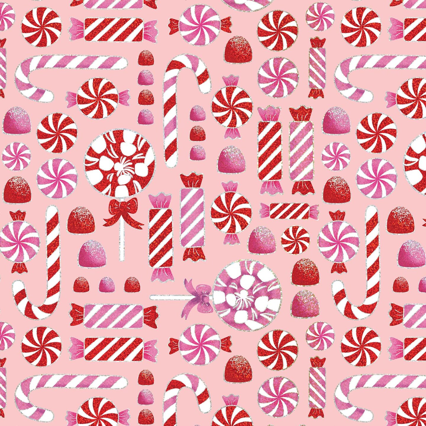 Pack/6 Rolls: Candy Christmas Gift Wrap - Jumbo Roll (30&#x22; x 10 ft.)