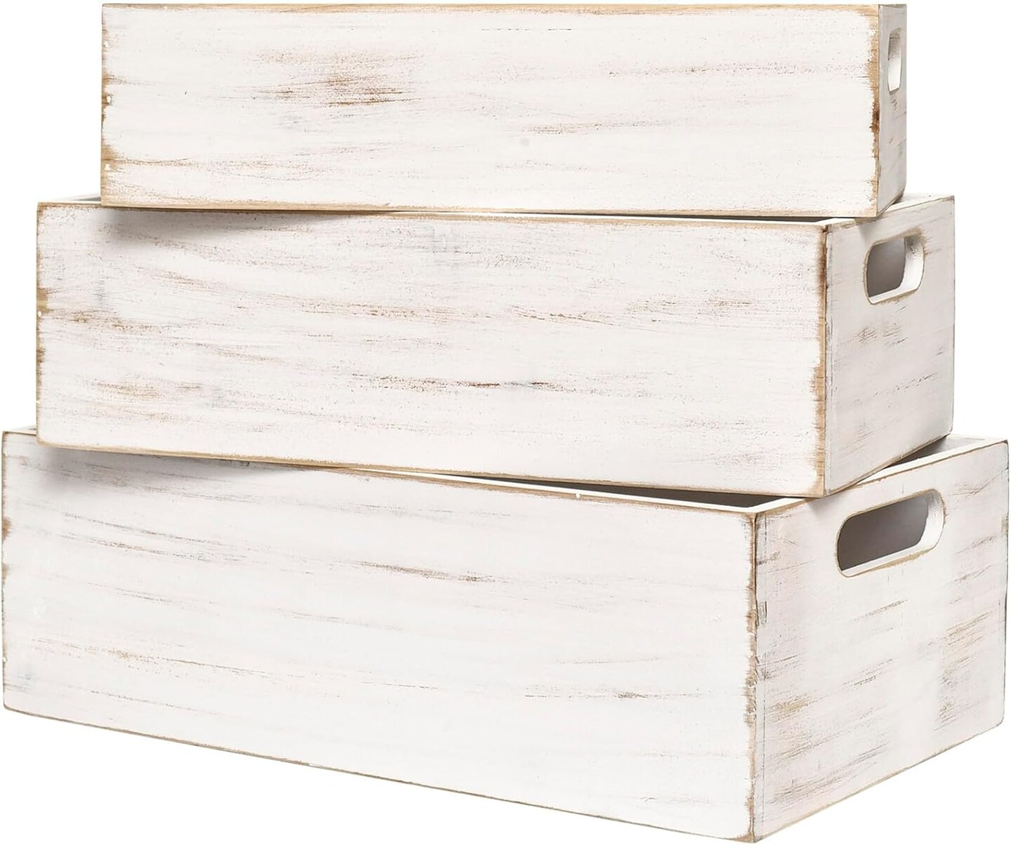 Set of 3 Small Wooden Crates for Display and Organizing