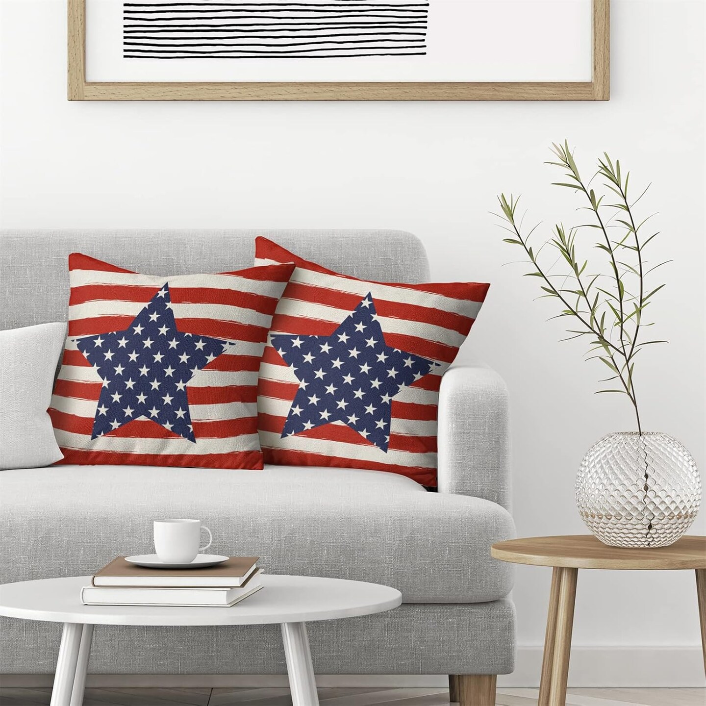 Throw Pillows American Flag USA Patriotic Outdoor Cushion Cases for Couch Bed Decorations