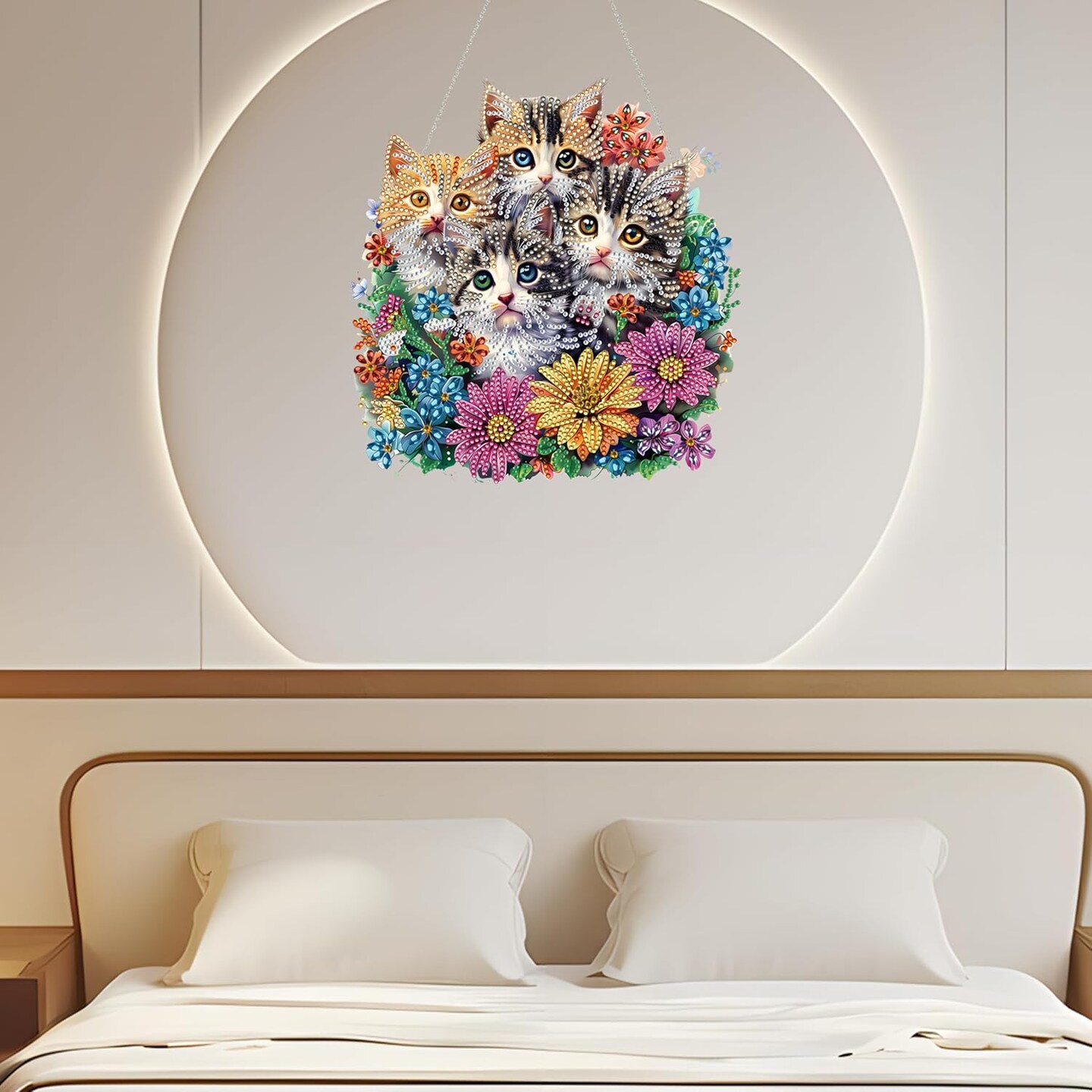 Diamond Painting Kit for Adult,Special Shaped Rhinestone,DIY Acrylic Diamond Art Painting Window Pendants Home Garden Wall Hanging Kits Hanging Ornament,Double Sided (Cat)