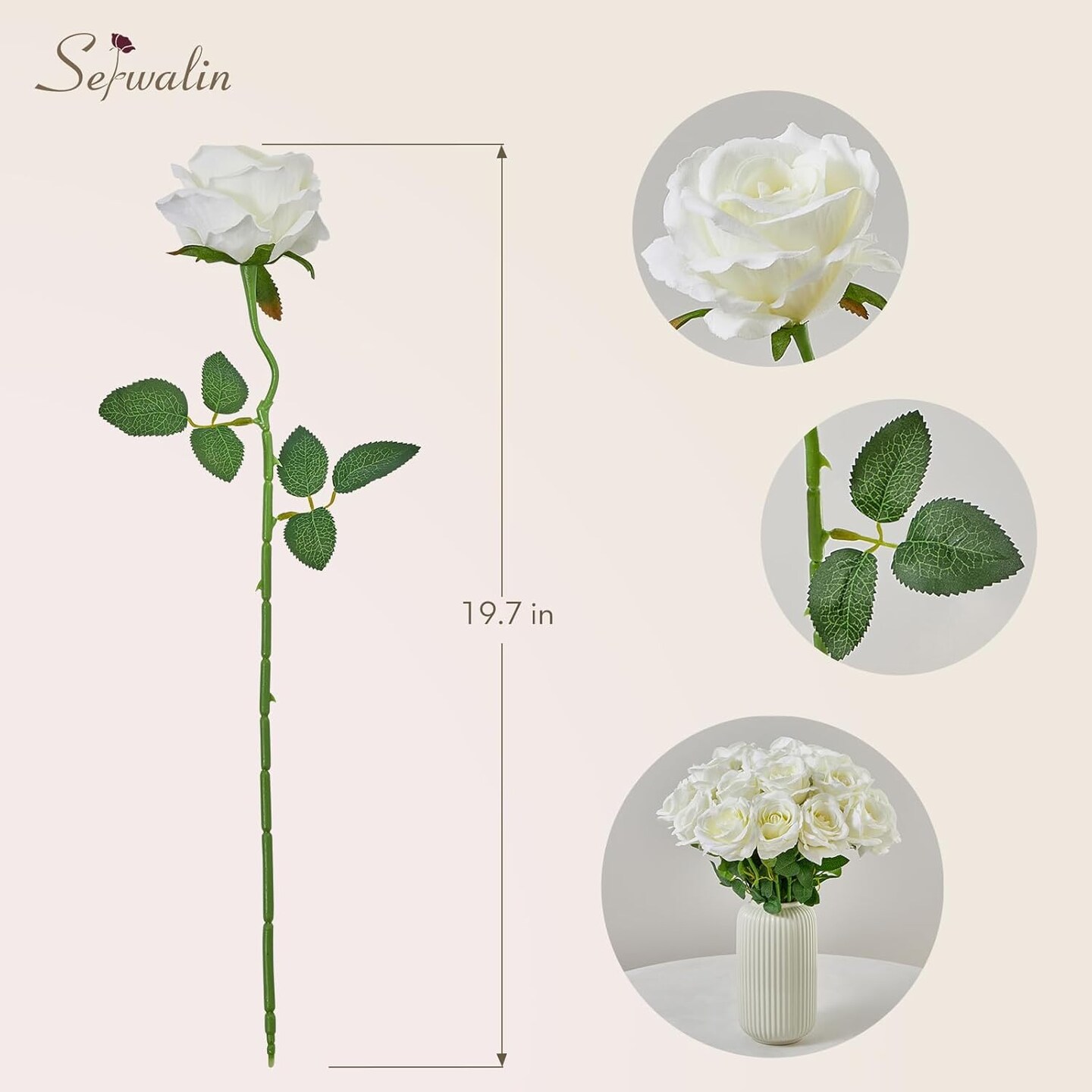 20pcs Artificial White Roses
