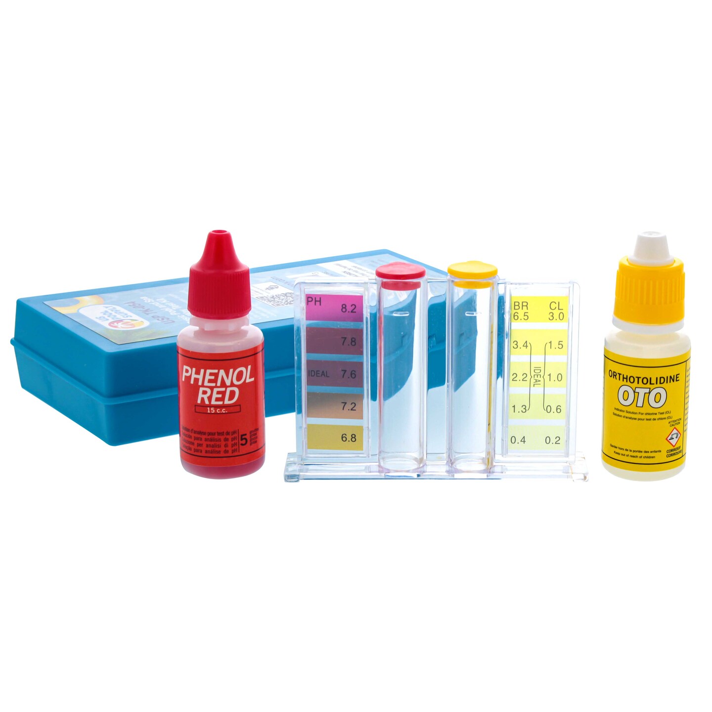 Basic 3-Way Swimming Pool &#x26; Spa Test Kit - Tests Water for pH, Chlorine, and Bromine - OTO and Phenol Red Test Solutions - Maintain the Proper Chemical Balance of Pool Water