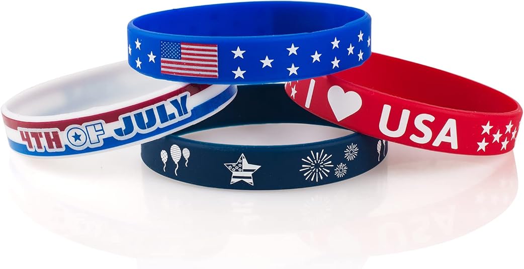 36pcs 4th of July Rubber Bracelets Silicone