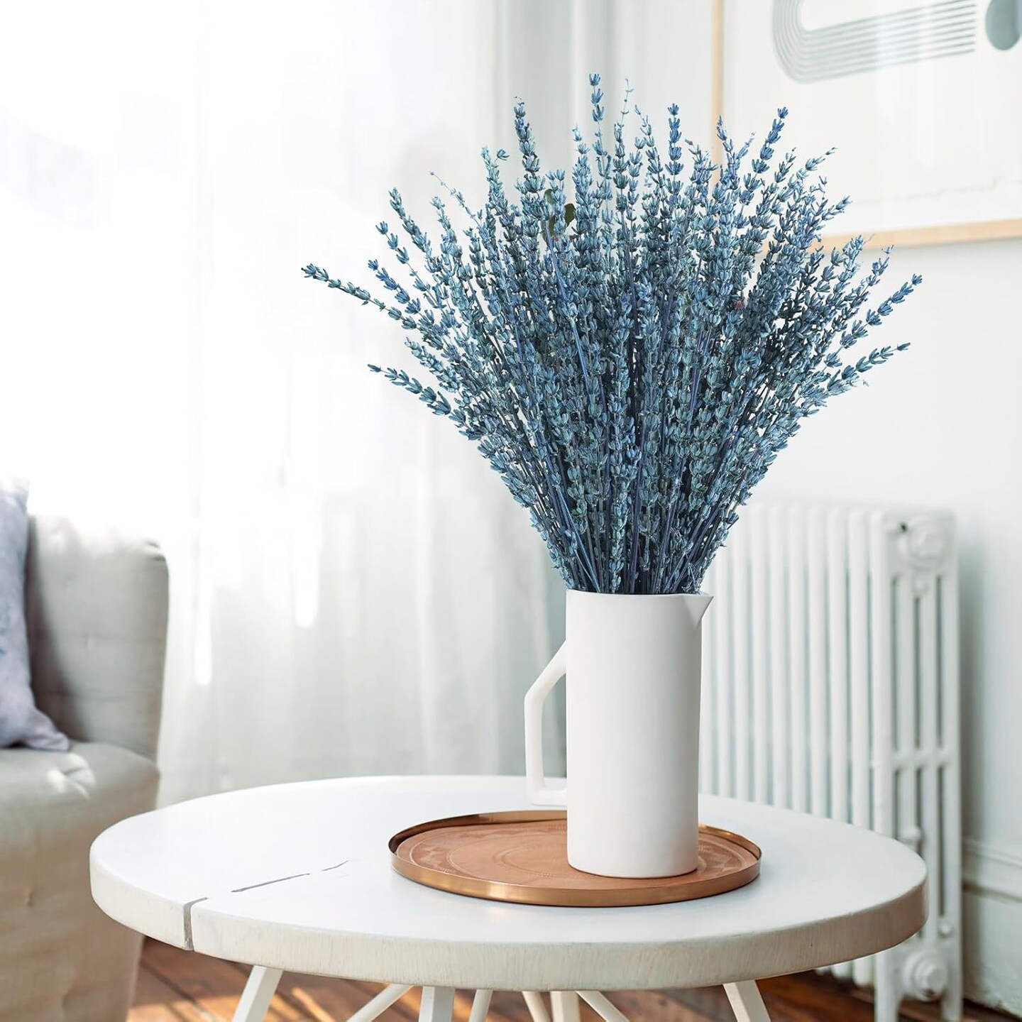 Dried Lavender Flowers, 16&#x22; Dried Lavender Bundles Dried Blue Flowers Preserved Lavender Stems Bouquet for Shower Weeding Home Fragrance Vase Crafts Decor, 200g(7.05oz)