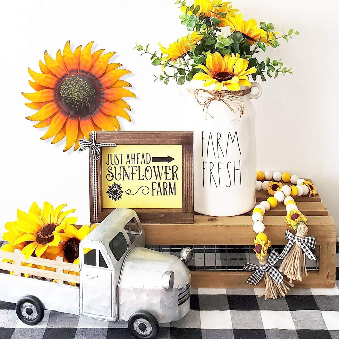 6-Inch Metal Sunflower Wall Decor &#x2013; Summer-Inspired Hanging Art for Indoor &#x26; Outdoor Spaces, Perfect for Kitchen, Porch, Bathroom, or Bedroom