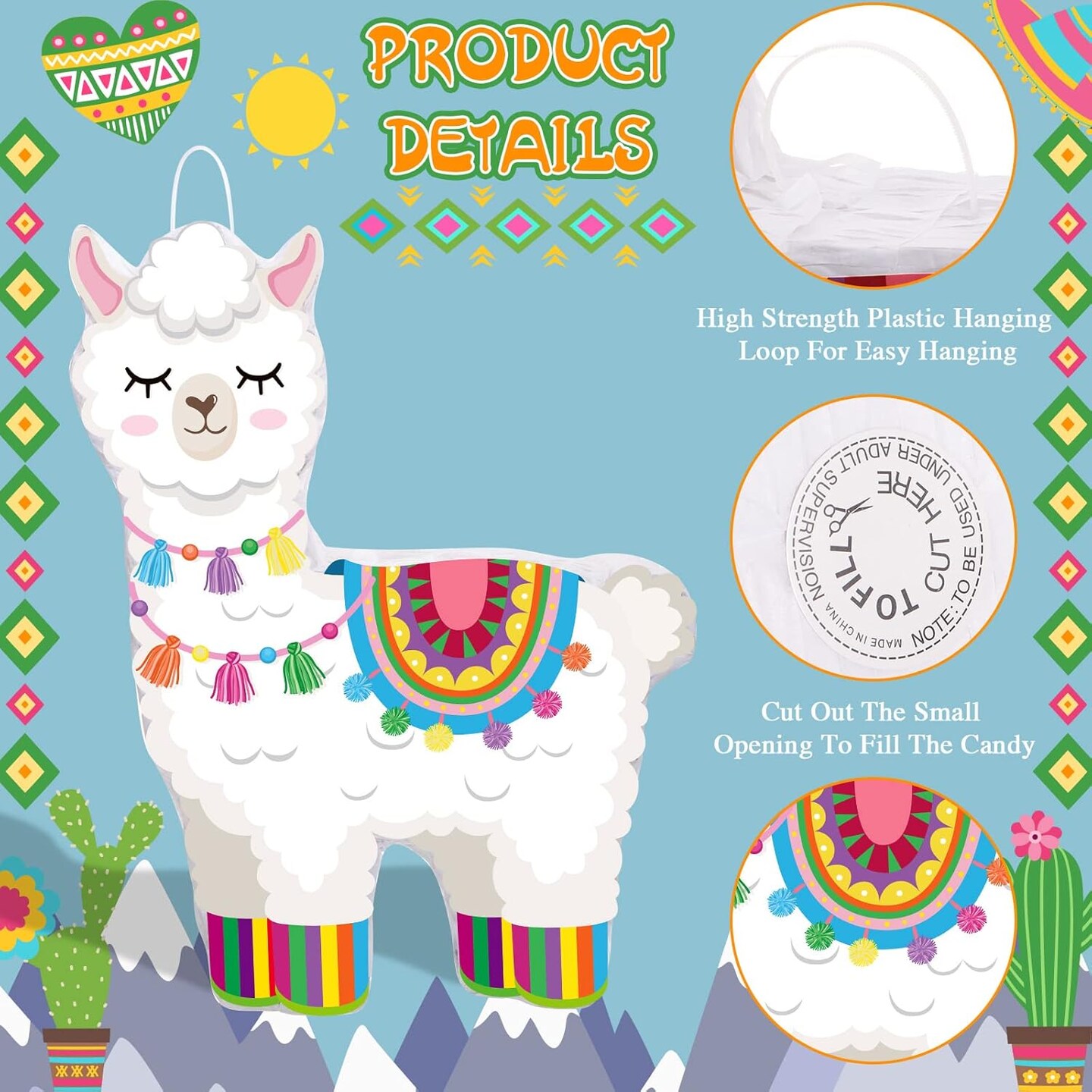 Fiesta Llama Piñata Includes Stick Blindfold Confetti Cinco De Mayo Llama Piñata Mexican Party Favors