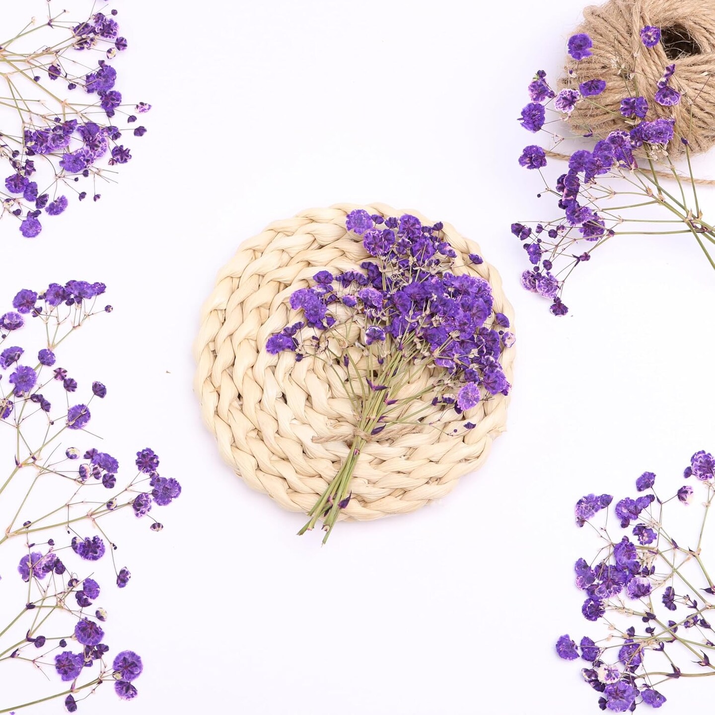 30 Branches Purple Pressed Flowers Bulk Dried Flower Kit for Resin , Dried Babys Breath Flower Natural