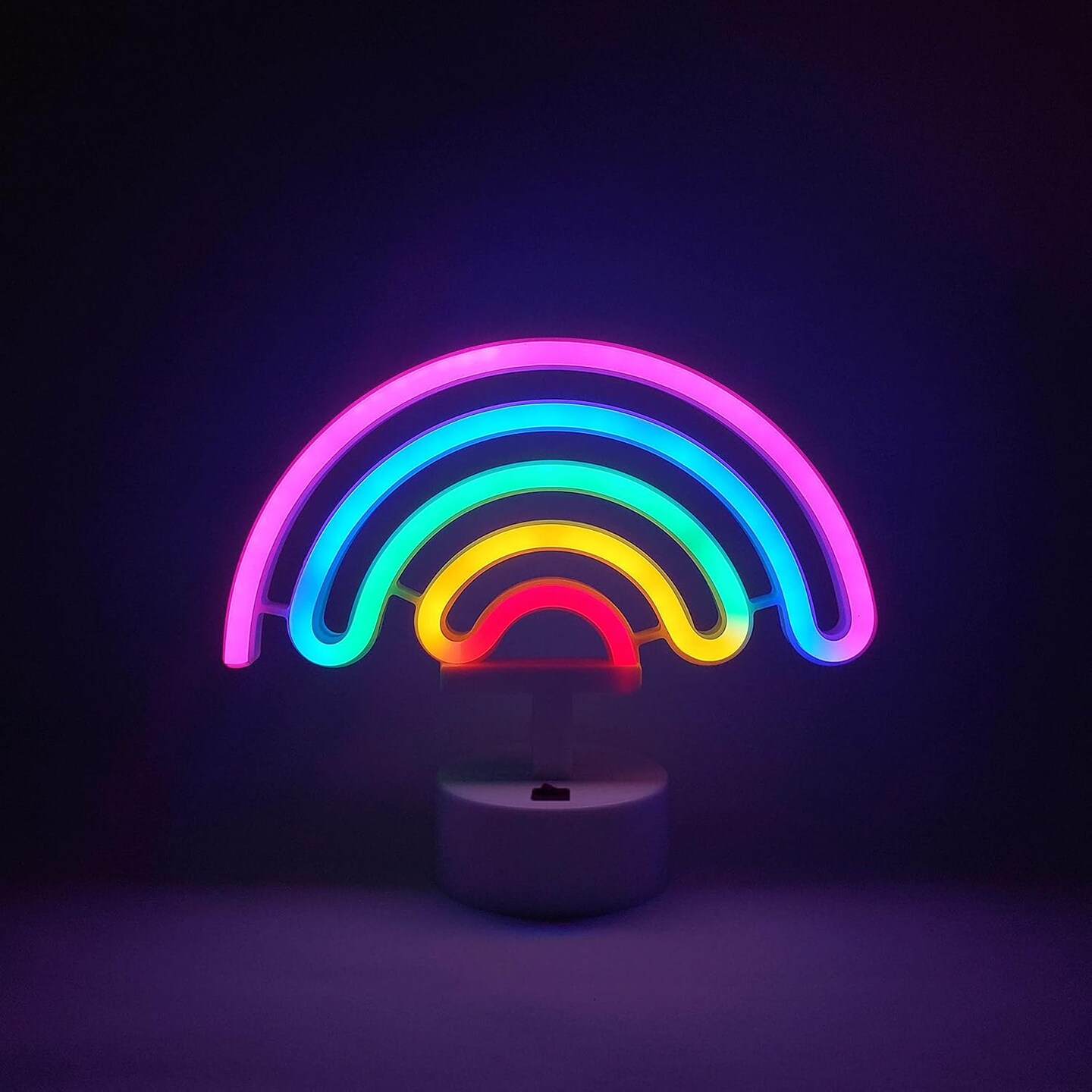 Summer Rainbow Neon Sign &#x2013; LED Neon Light Decor for Girls&#x2019; Room, Battery Operated Table Lamp for Classroom, Party, and Bedroom
