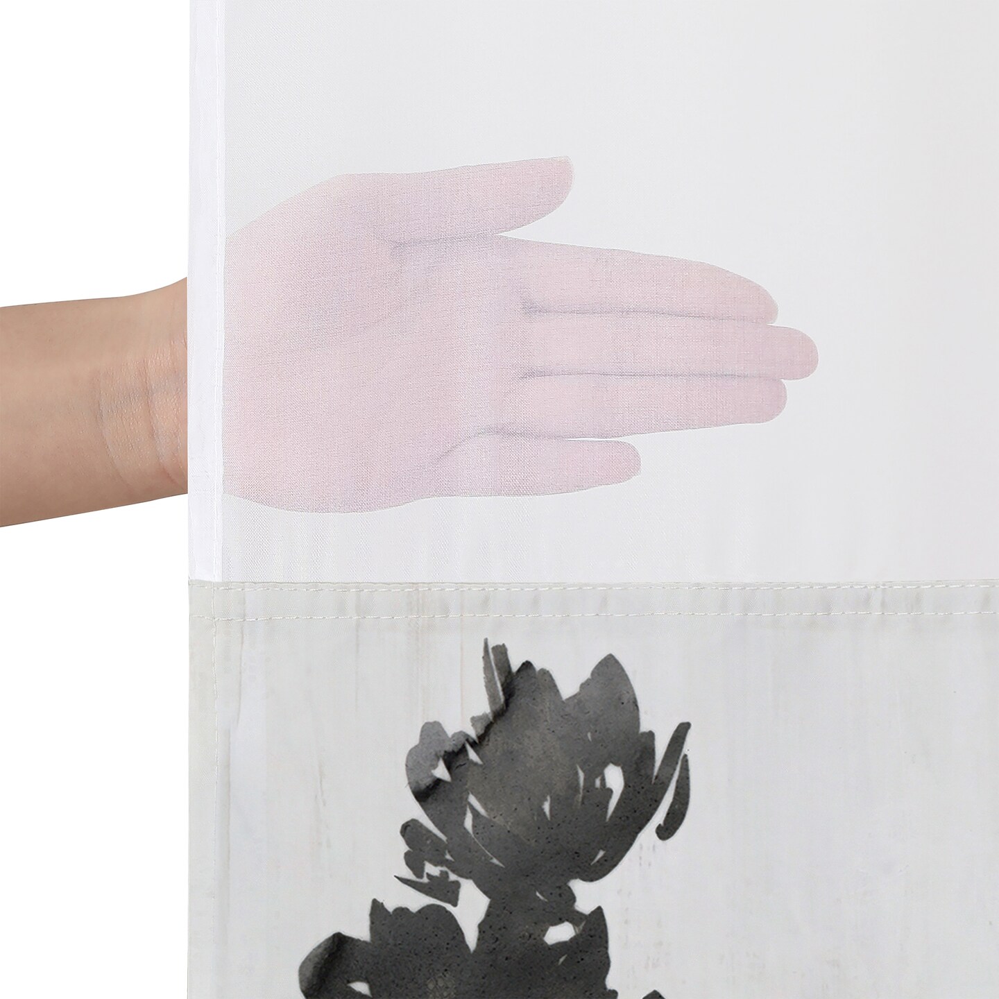 Americanflat 72x75 Hookless Shower Curtain - Floral Cream and Red Shower Curtain with Sheer Panel, Snap-In Liner, and Grommets - 100% Polyester