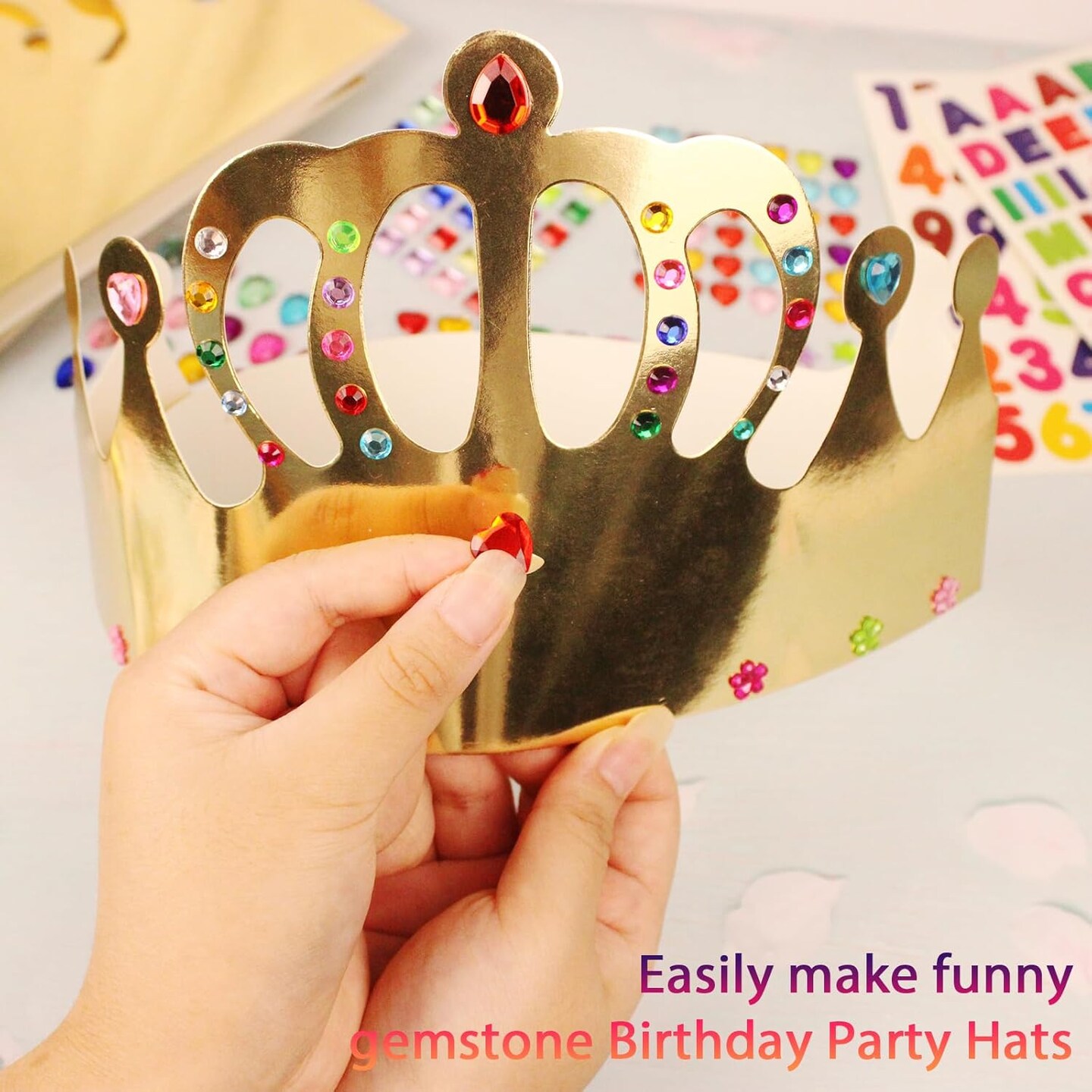 46 Pcs Paper Crowns for Kids to Decorate Birthday Party Hats Gold