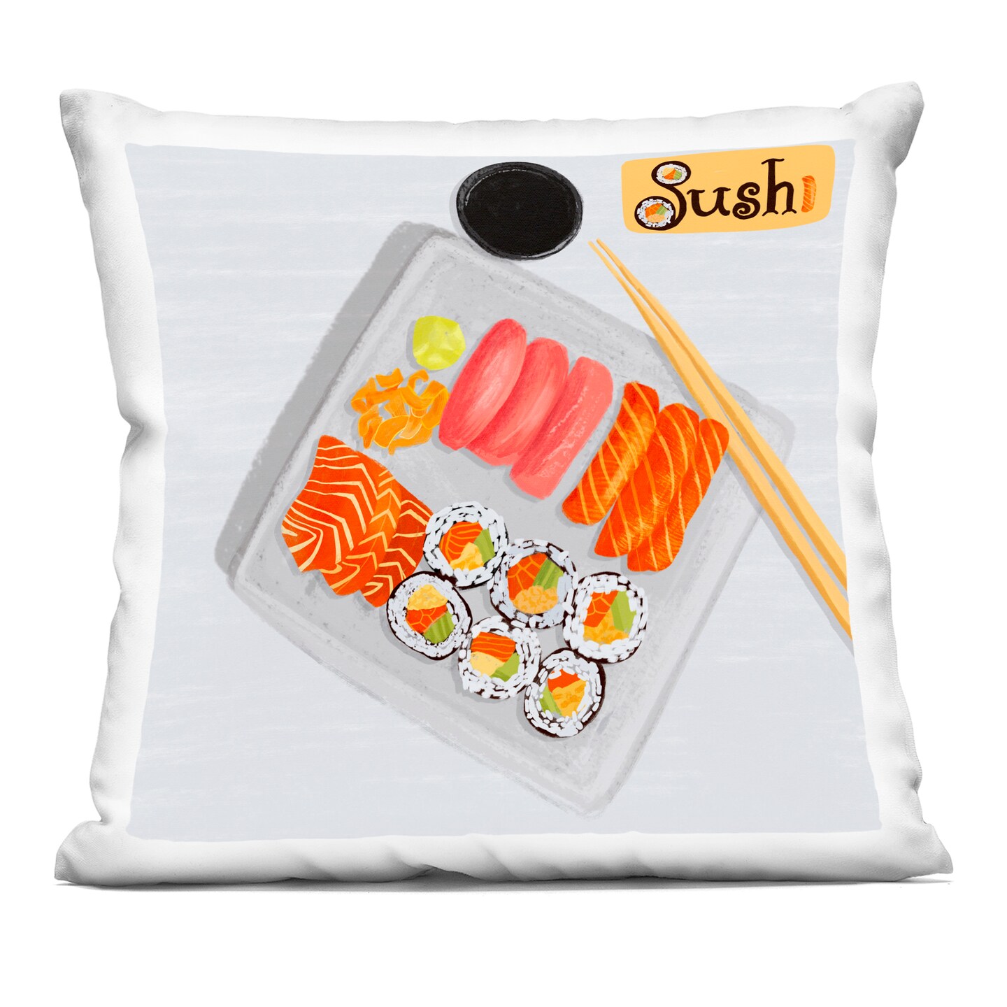 Stupell Industries Delicious Sushi Plate Decorative Printed Pillow design by Juliet Rose Philips , 18 x 7 x 18