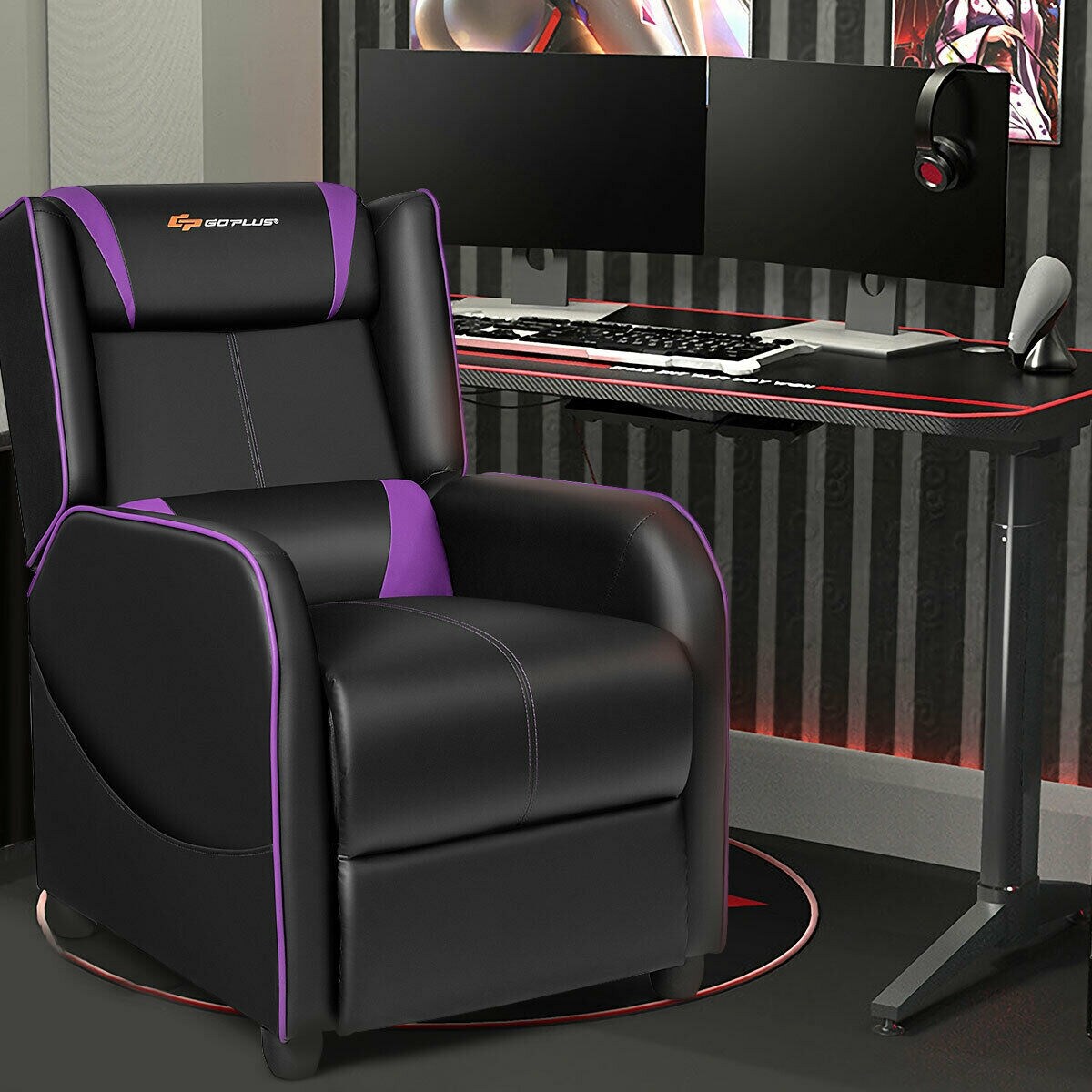 Ergonomic Purple Massage Gaming Recliner Chair