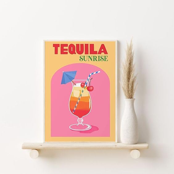 6 Pack Retro Cocktail Paint by Numbers Kit for Adults Beginner,Vintage Easy Paint by Number on Canvas,Acrylic oil watercolor Painting kit Arts and Crafts for Bar Party Room Wall Decor (8x12 inch)