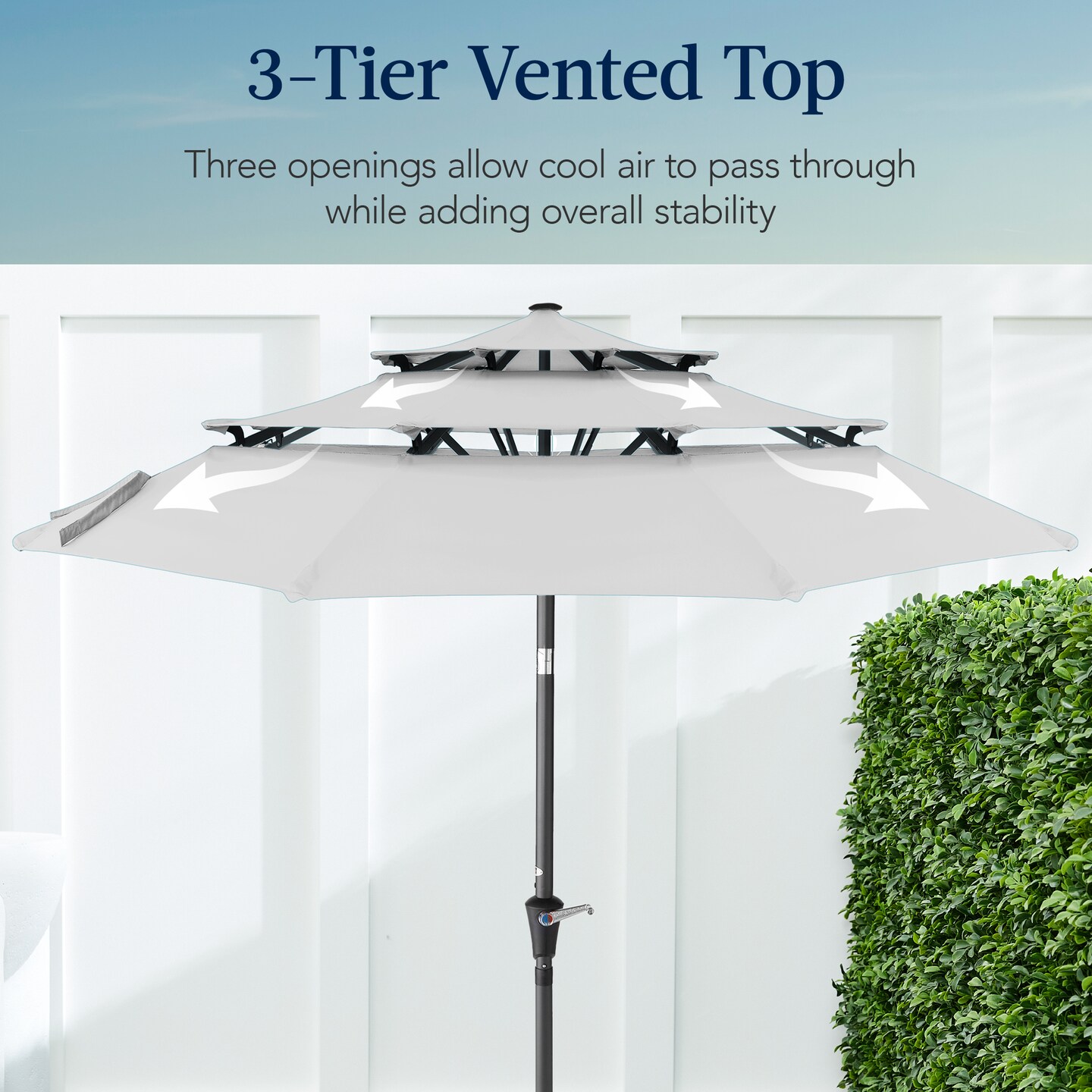 Best Choice Products 10ft 3-Tier Patio Umbrella, Market Sun Shade w/ Tilt Adjustment, Easy Crank