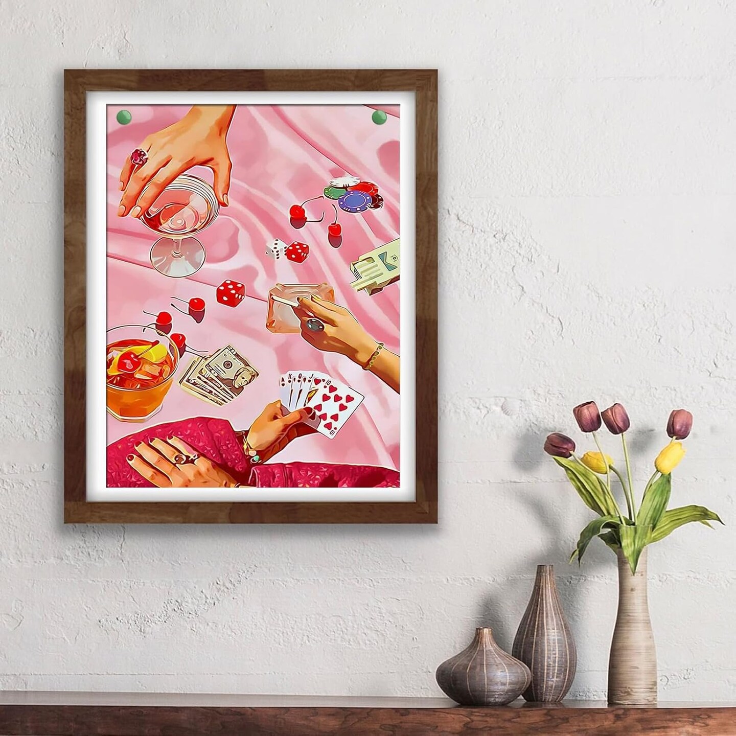 Pink Diamond Art Kits for Adults Beginner,DIY Modern Diamond Painting 5D Round Full Drill Diamond Dots Gem Art Crafts with Tools,Funny Crafts for Home Wall Decor&#x26;Gift-12x16in