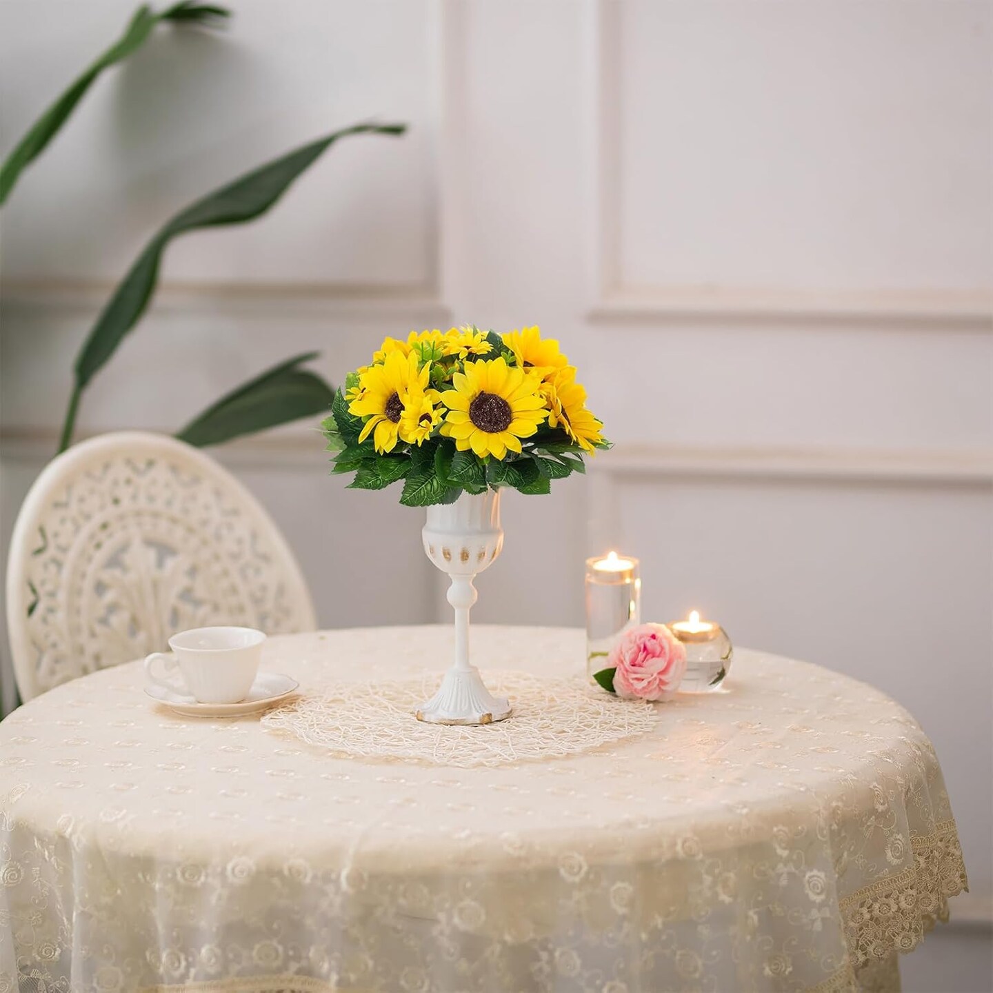 Sunflower Artificial Flowers Ball - 2 Pcs Fake Sunflower Flowers Centerpieces Decoration for Home, Party, Event, DIY Decor