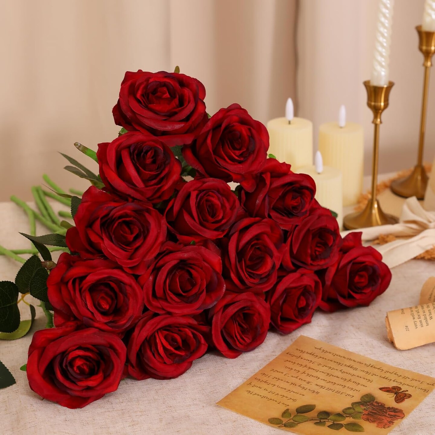 50pcs Artificial Silk Roses Bulk Bouquets