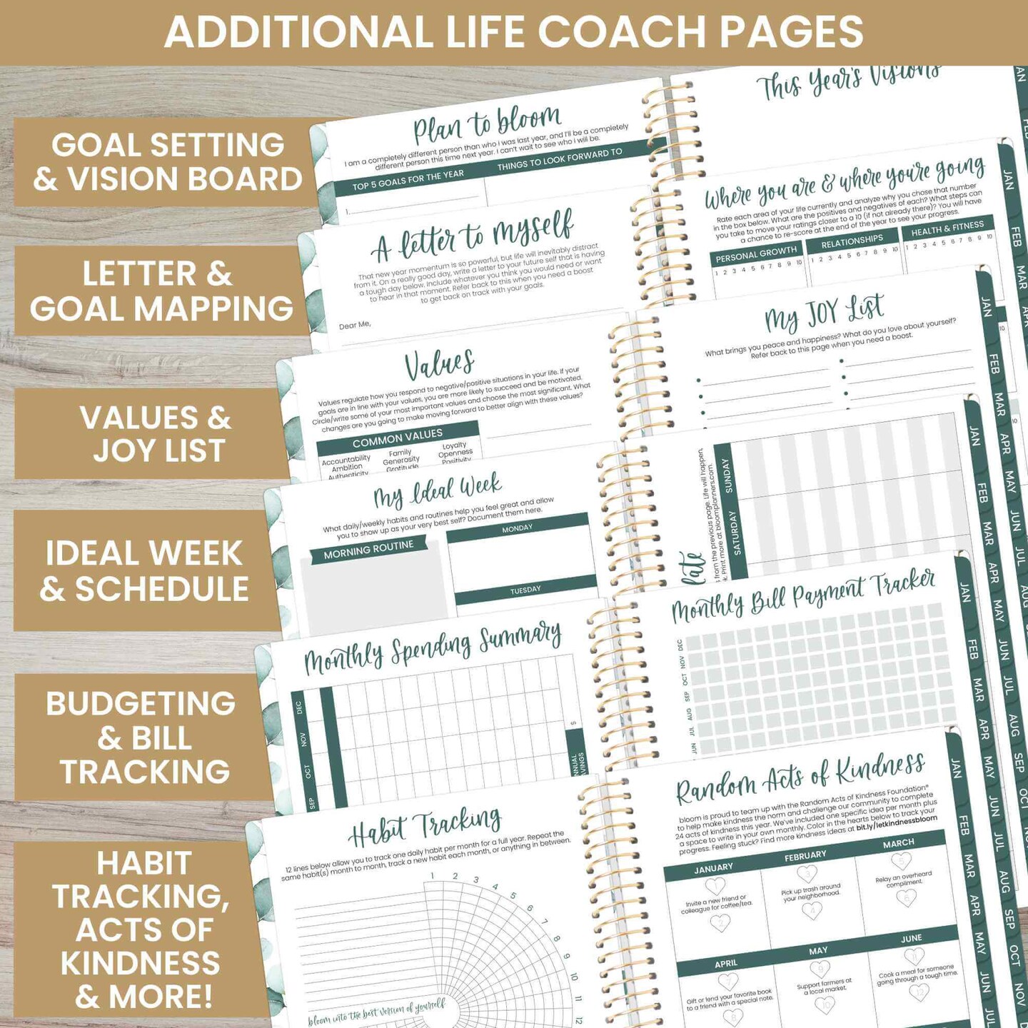 bloom daily planners 2025 Soft Cover Planner, 5.5&#x22; x 8.25&#x22;, Boho Greenery