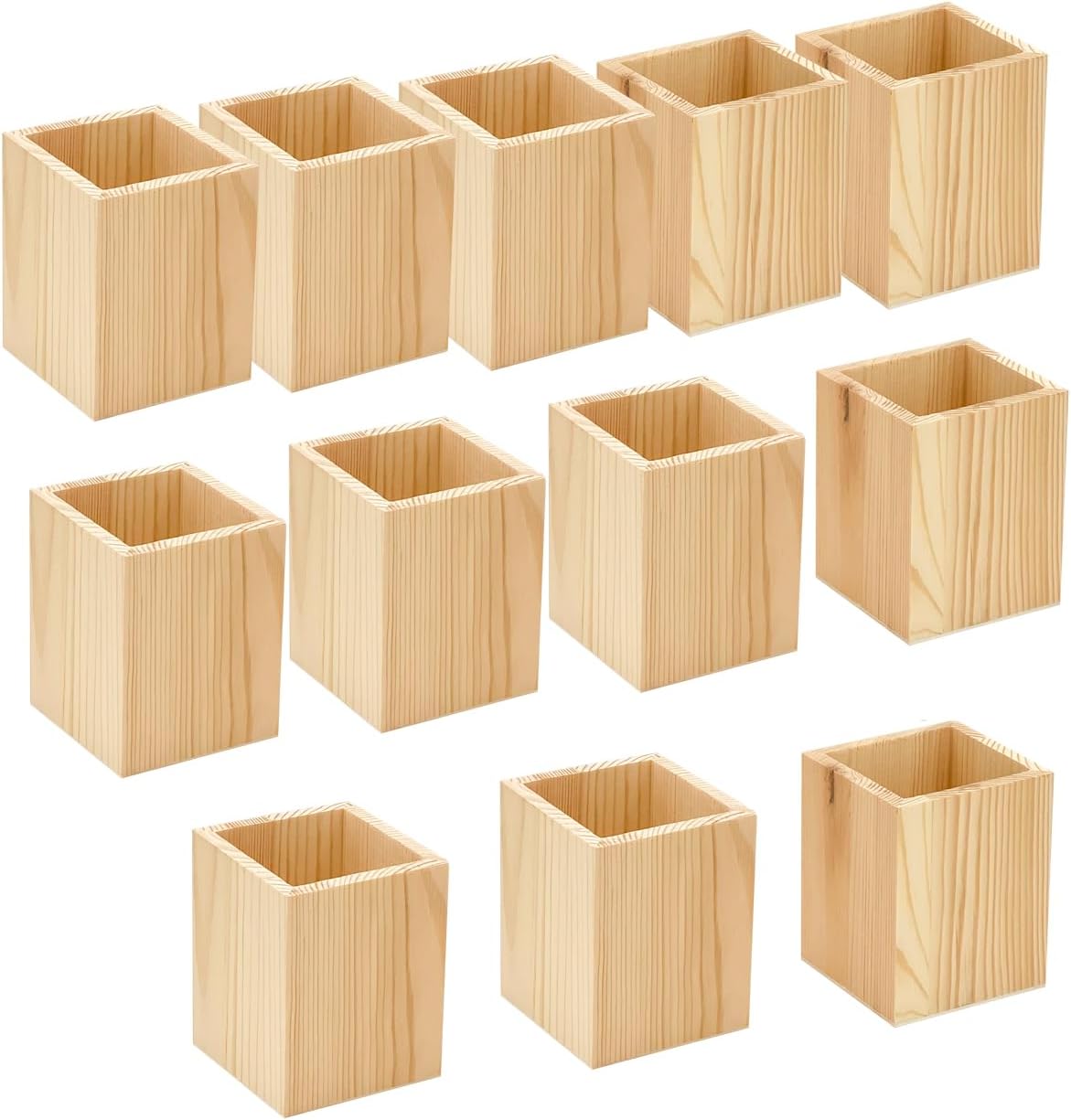 12 Pack Wood Crates Pen hlolder Unfinished Wooden Pencil Holder