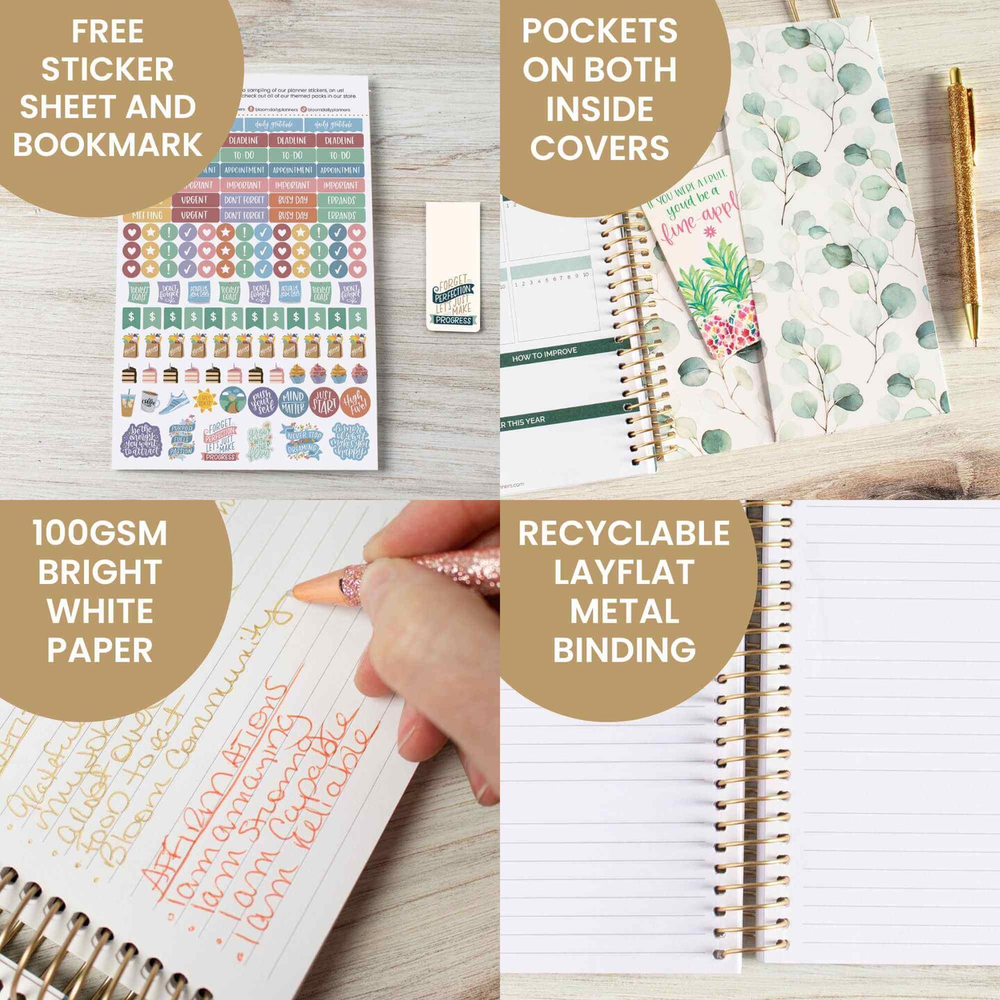 bloom daily planners 2025 Soft Cover Planner, 5.5&#x22; x 8.25&#x22;, Boho Greenery