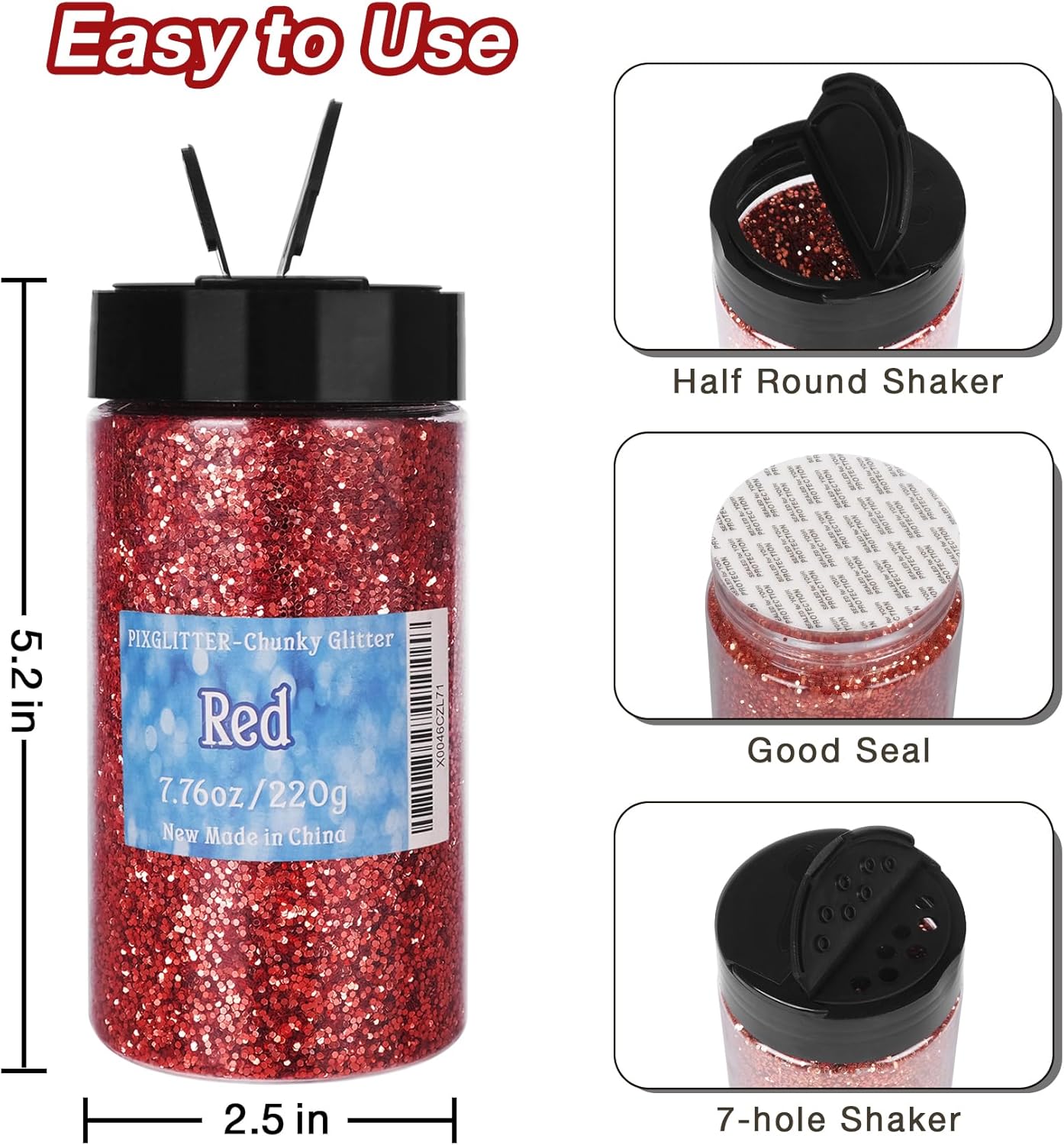 7.76oz/220g Red Craft Glitter Powder