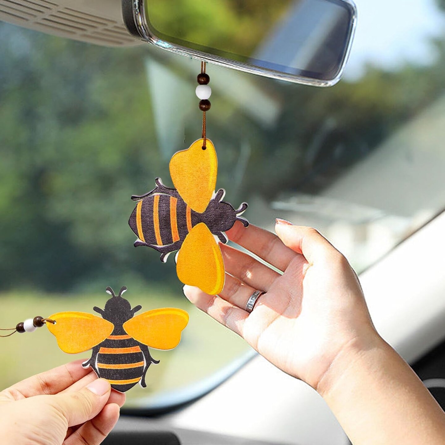 15 Pcs Wooden Bumblebee Ornaments Cute