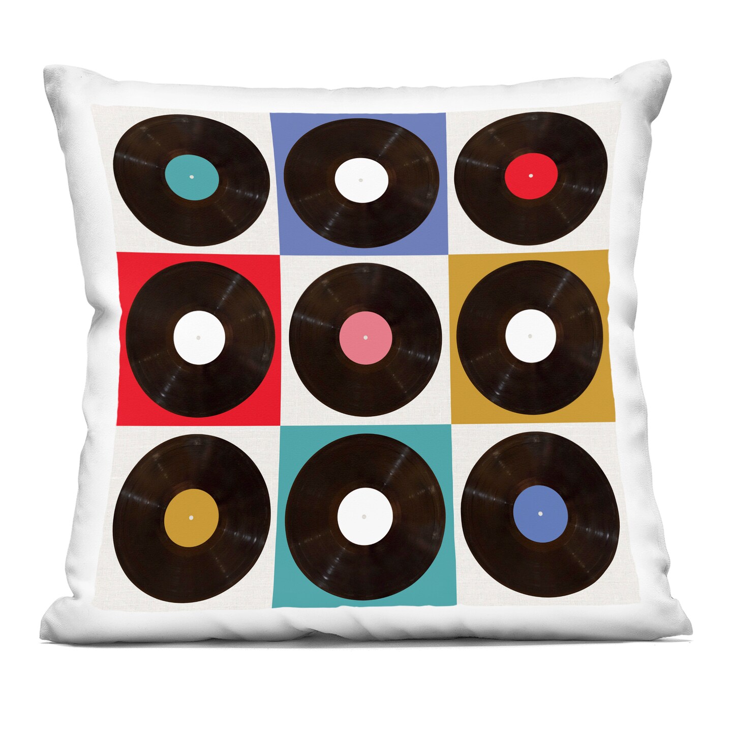 Stupell Industries Geometric Music Records Decorative Printed Pillow design by Katrina Craven, 18 x 7 x 18