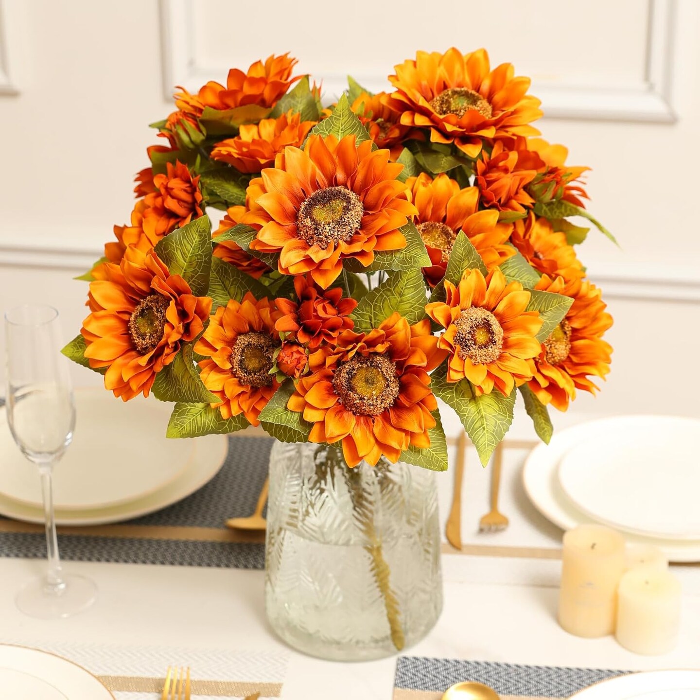 Summer Sunflowers &#x2013; 18&#x22; Yellow Artificial Flowers for Indoor &#x26; Outdoor Decor Floral Arrangements