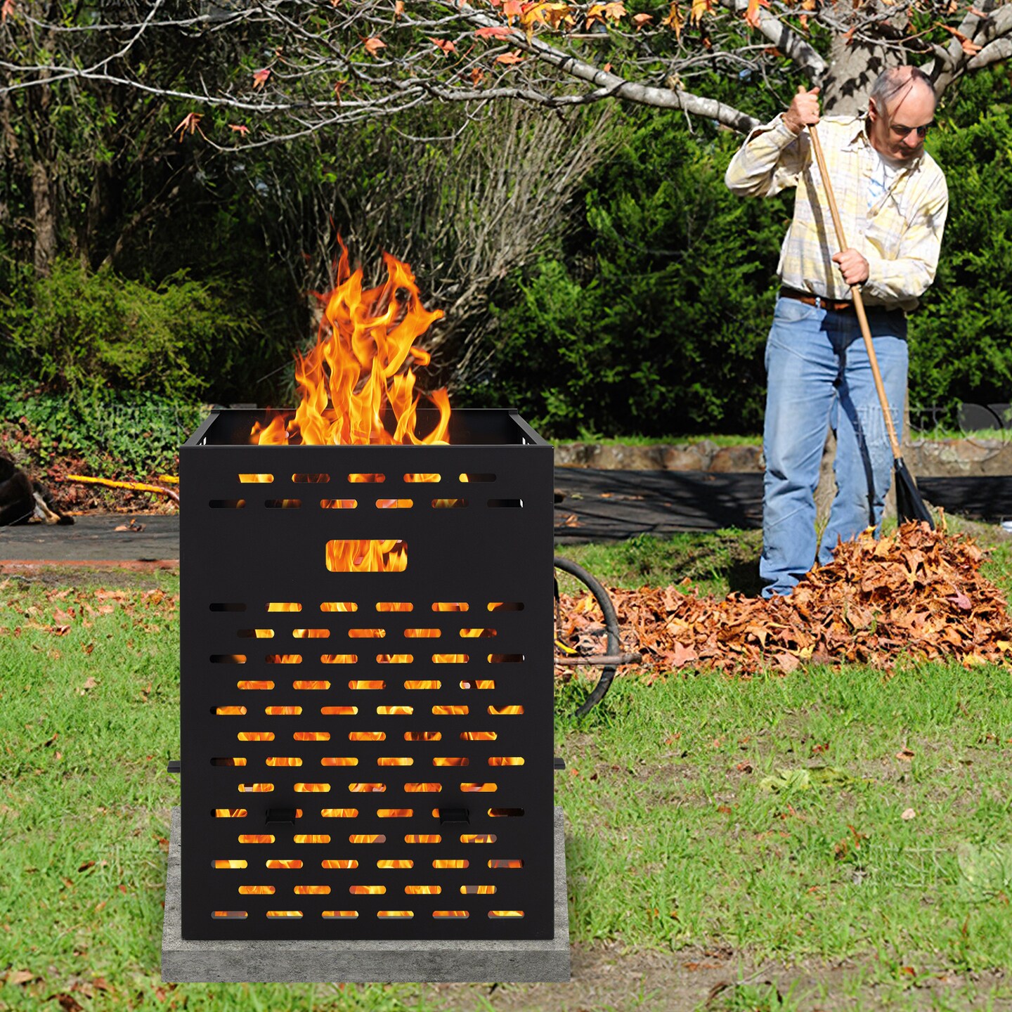 Black Carbon Steel Burn Barrel, 64Gal Capacity and Efficient Airflow