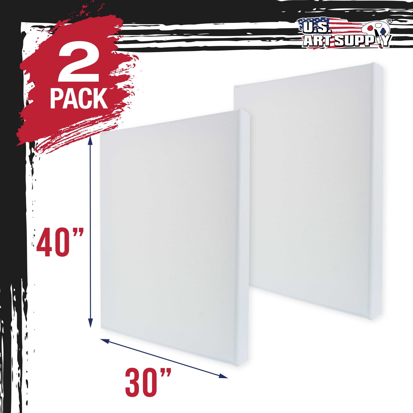X-Large Stretched Canvas for Painting 30x40 inch Gallery Depth 1-1/2&#x22; Thick, 2-Pack - 12oz Acrylic Gesso Triple Primed, Professional Artist Quality, 100% Cotton - Oil, Pouring Paint