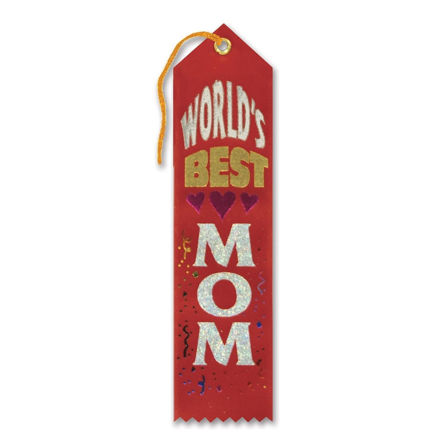 6 Pack Beistle World&#x27;s Best Mom Mother&#x27;s Day Award Ribbon - red