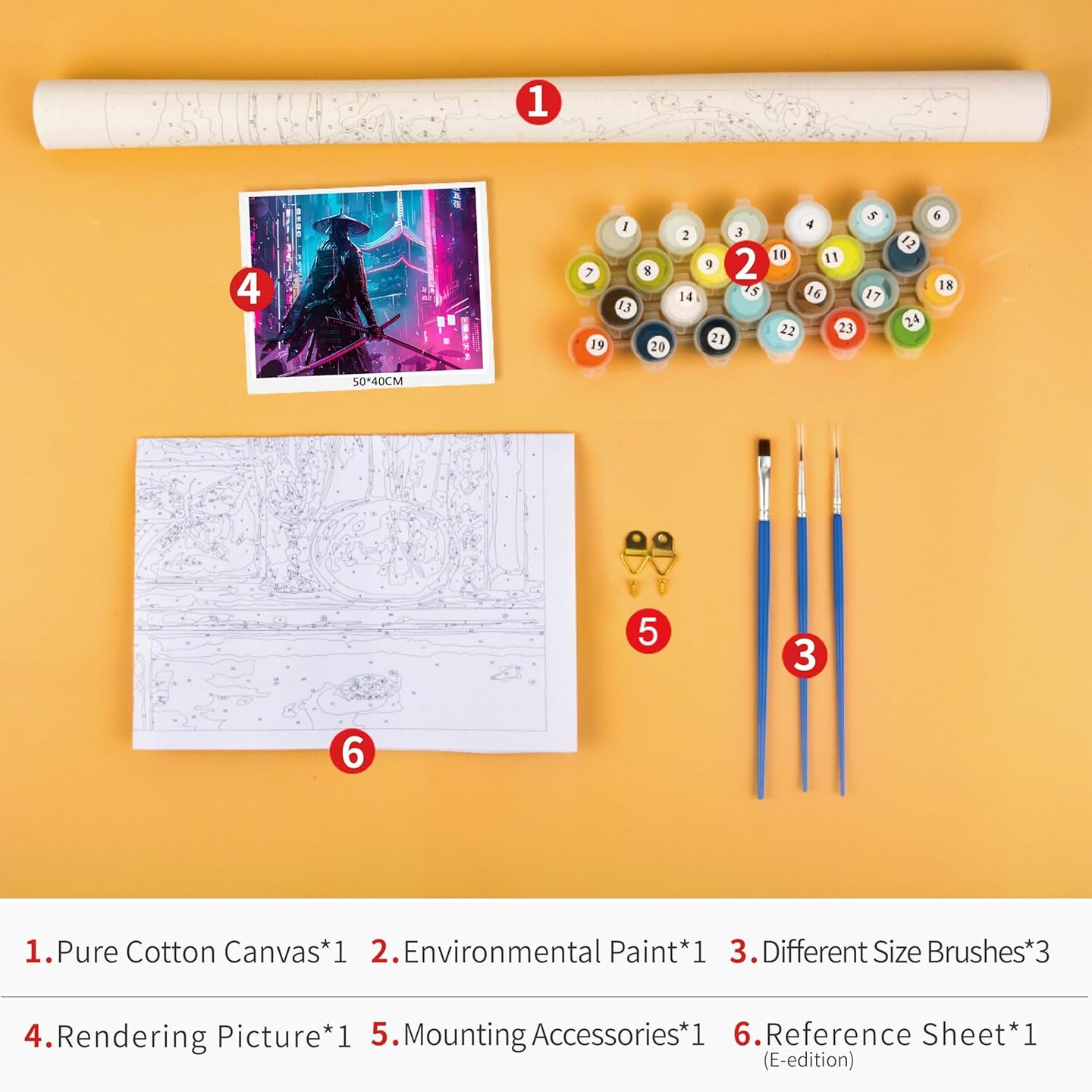 DIY Oil Painting Kit Modern Painting of a Samurai Painting Cyberpunk Fantasy Paint by Numbers for Adults Beginner with Paintbrushes for Home Wall Decor 16 x 20 inch