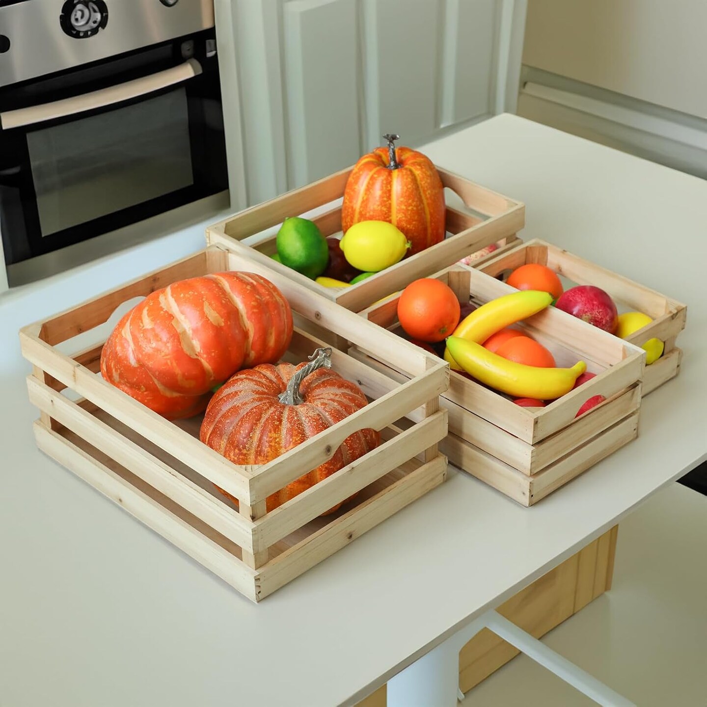 Large Wooden Crates Unfinished Set of 4 Storage Crates