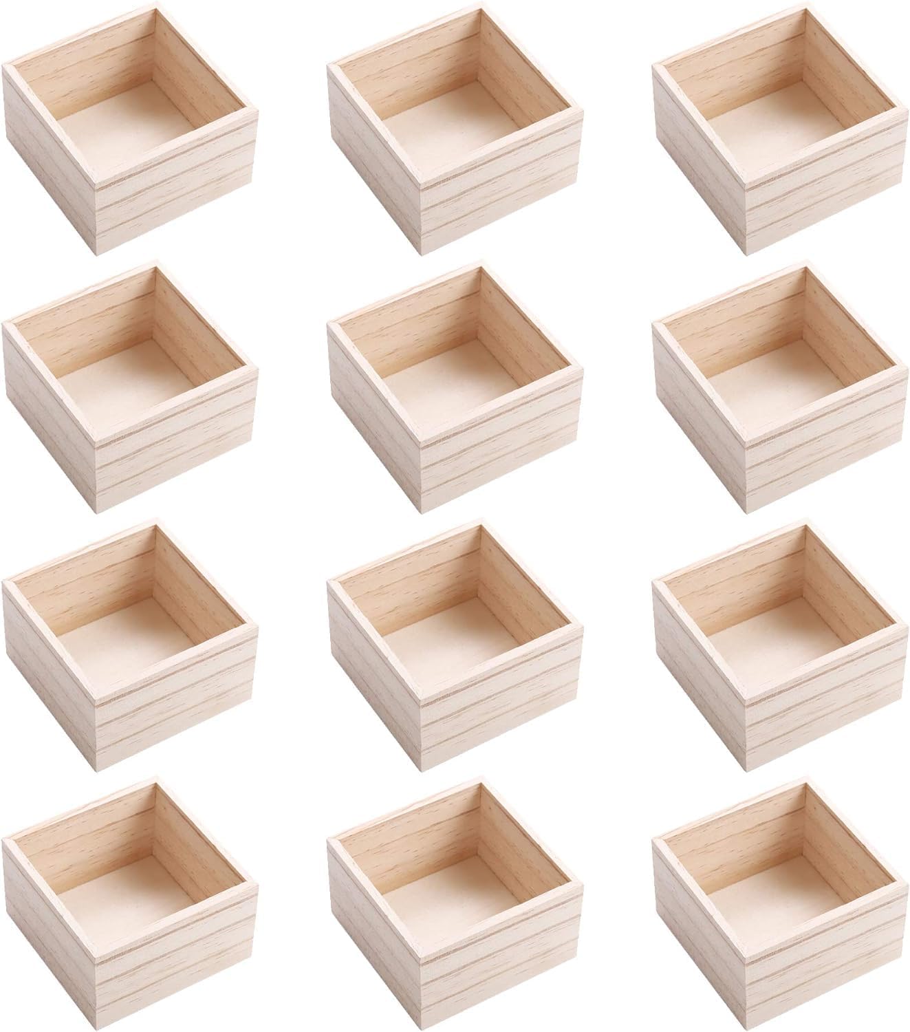 6&#x22; x 6&#x22; Unfinished Wooden Box Storage, Mini Wood Crates