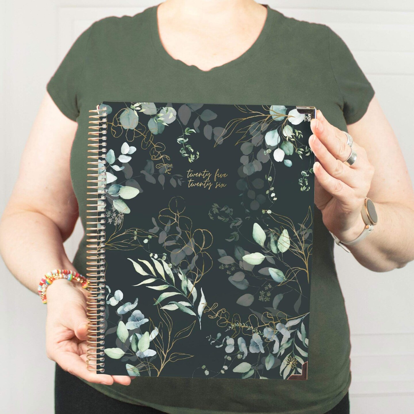 bloom daily planners 2025-26 Academic Planner, Hard Cover, 8.5" x 11", Eucalyptus, Green