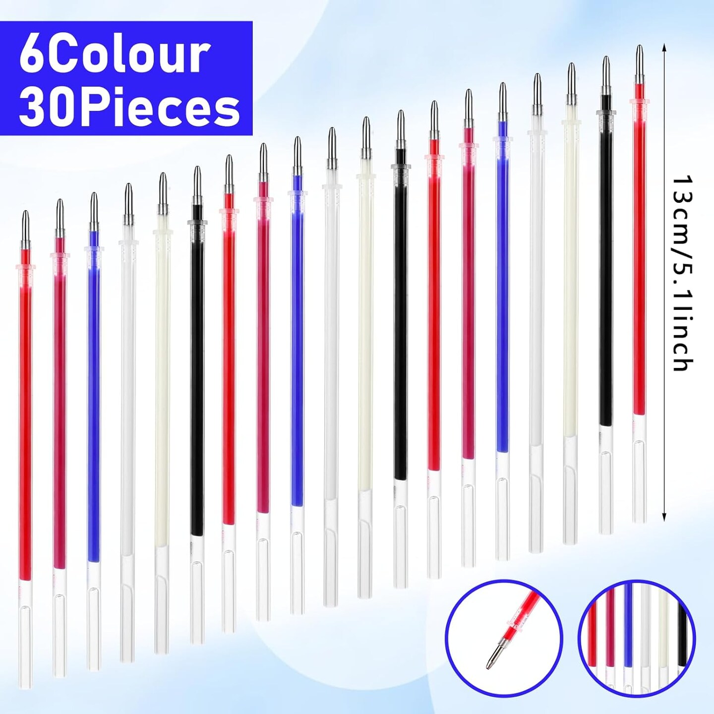 36Pcs Heat Erasable Pens for Fabric, Includes 6Pcs Fabric Pens with 30 Refills, 0.5mm Fabric Markers for Sewing, Assorted Colors Embroidery Pen for Quilting Sewing Diy Dressmaking Accessories