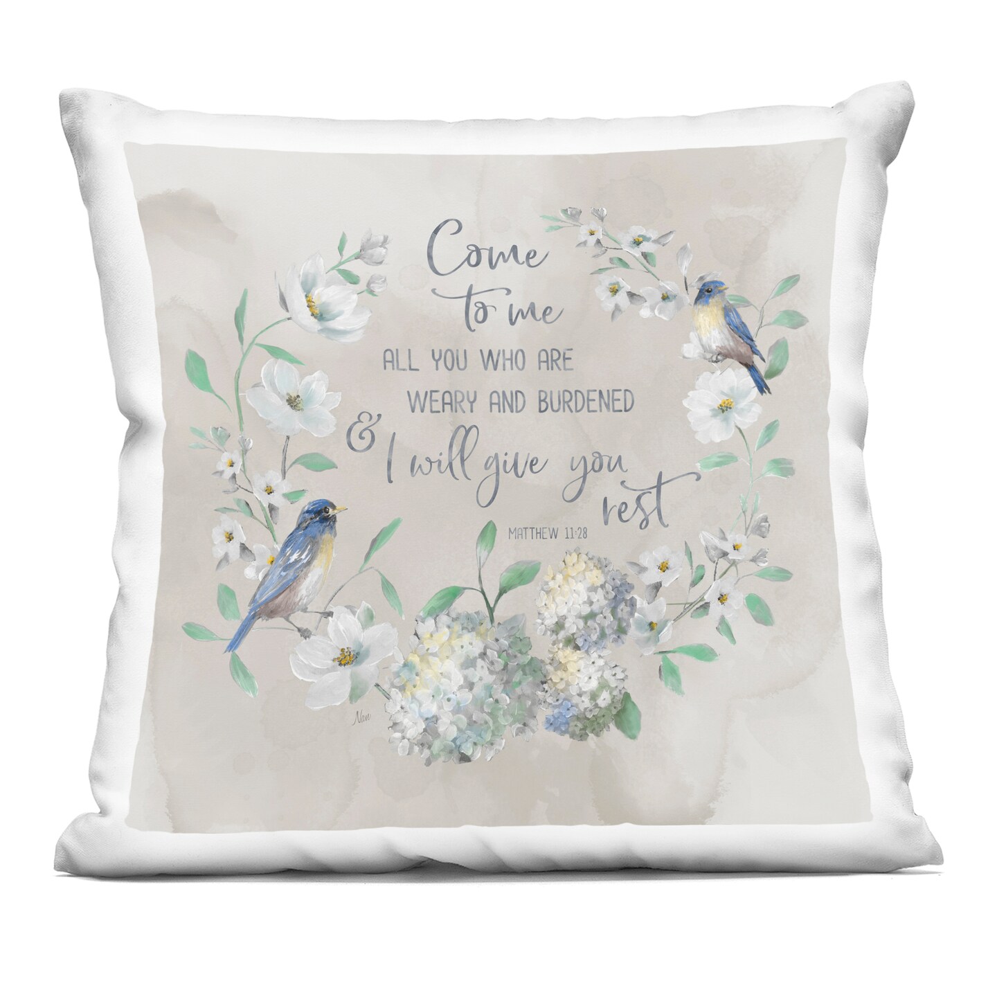 Stupell Industries Comforting Proverb & Wreath Decorative Printed Pillow design by Nan, 18 x 7 x 18