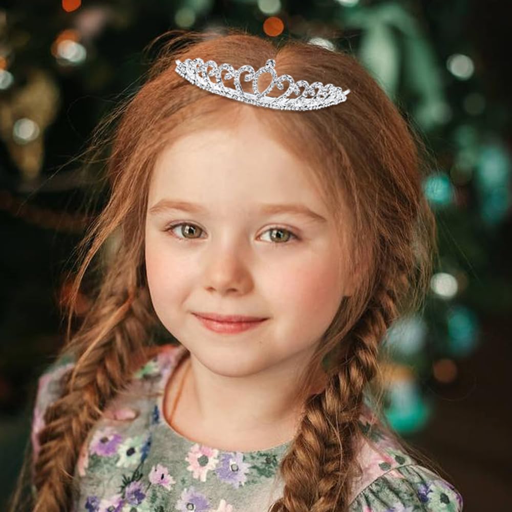 6 Pack Decorative Sparkling Rhinestone Silver Metal Crown Headbands Tiaras Wedding Bridal Birthday Party Prom Headpieces Hair Accessories for Women Flower Girls Teens Kids
