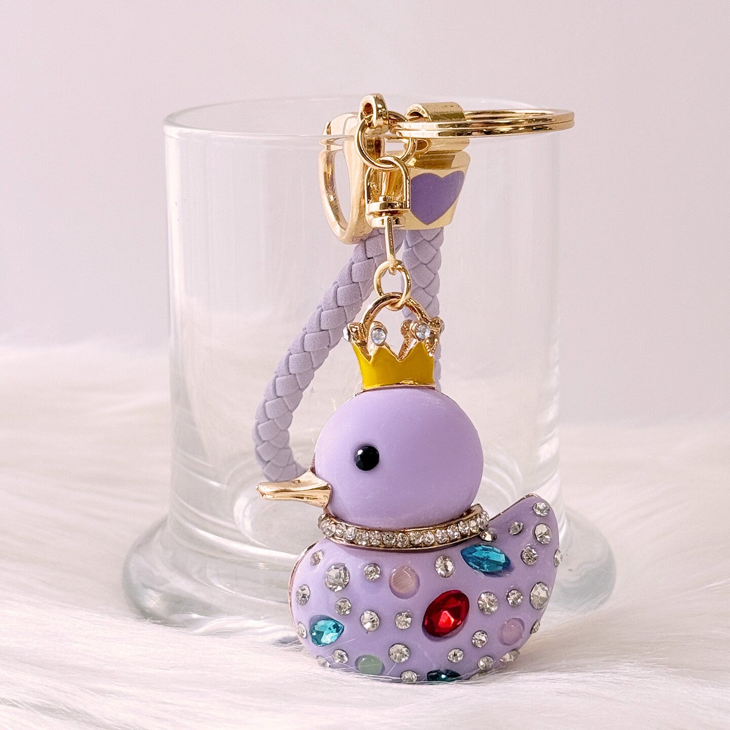 Wrapables Glamorous Crystal Rhinestone Ducky Keychain, Pendant Bag Charm, Purple