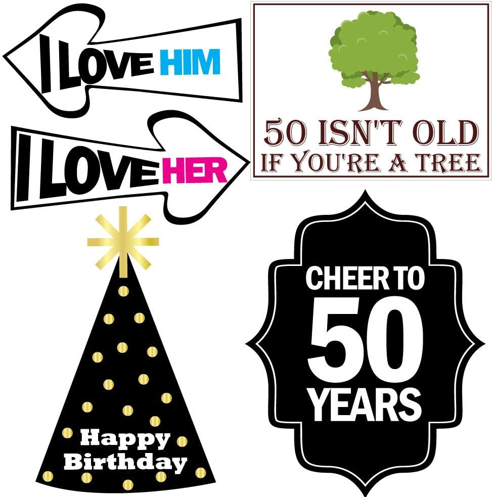 40 Pieces 50th Birthday Photo Booth Party Props